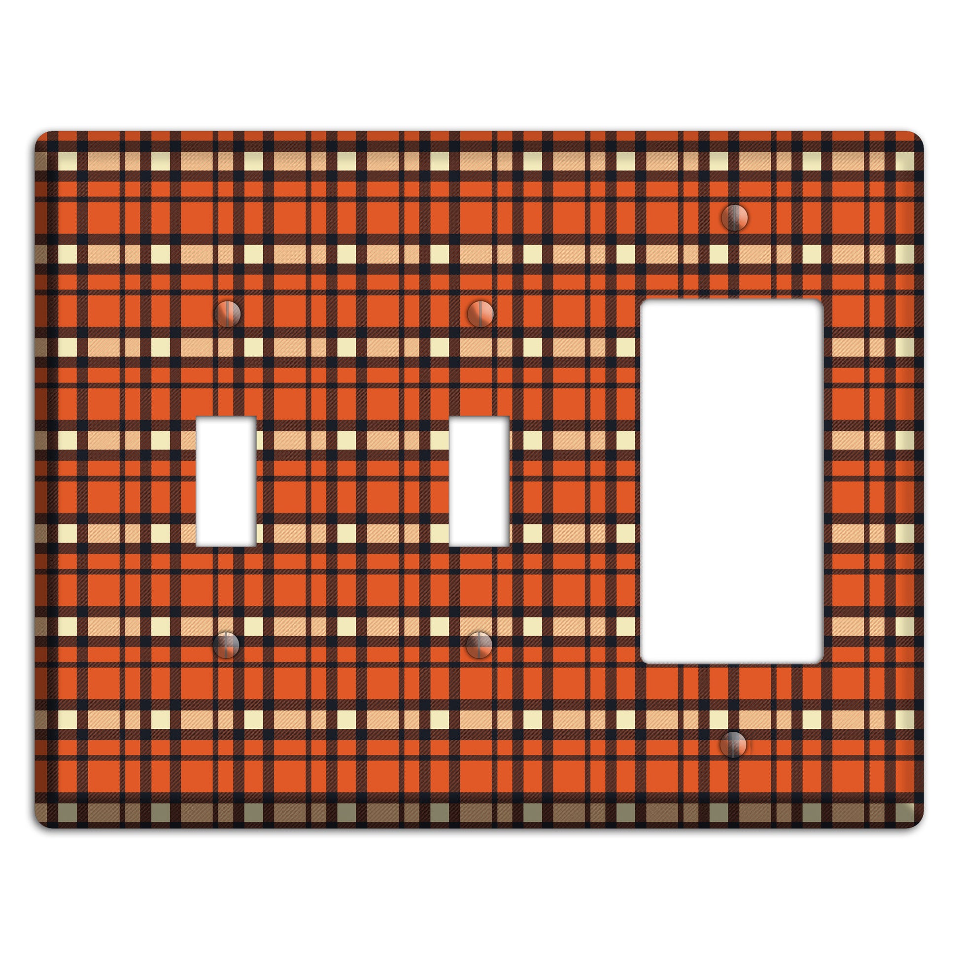 Orange Plaid 2 Toggle / Rocker Wallplate