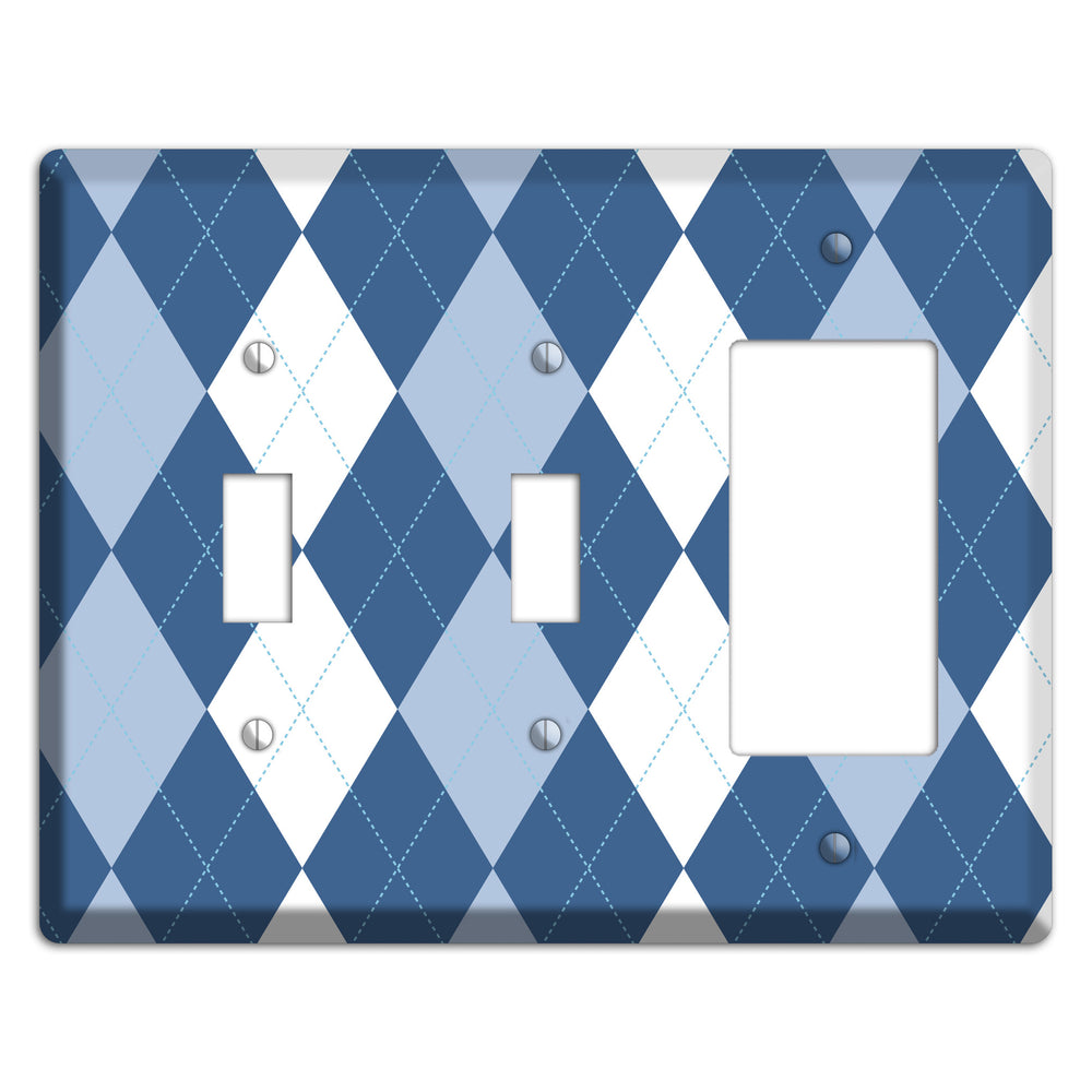 Blue Argyle 2 Toggle / Rocker Wallplate