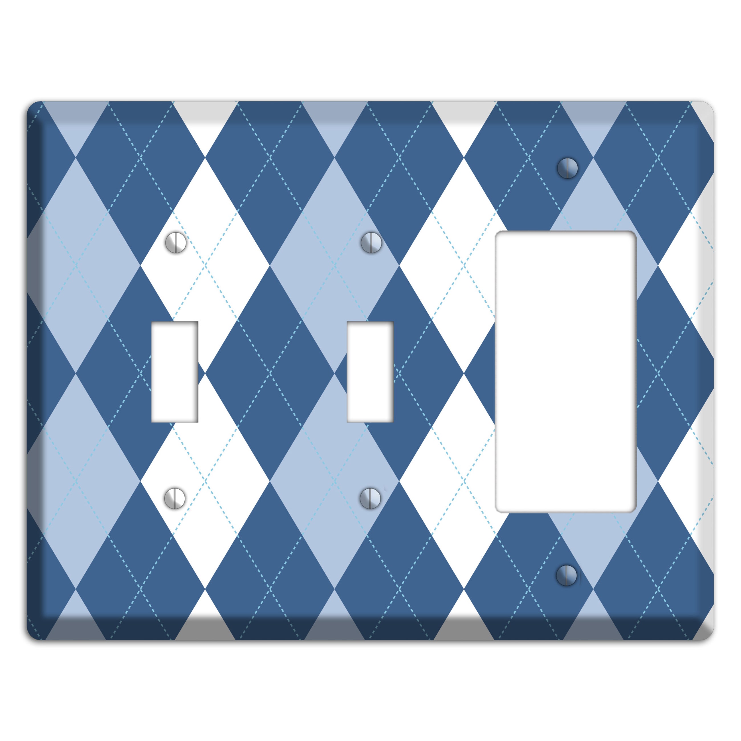 Blue Argyle 2 Toggle / Rocker Wallplate