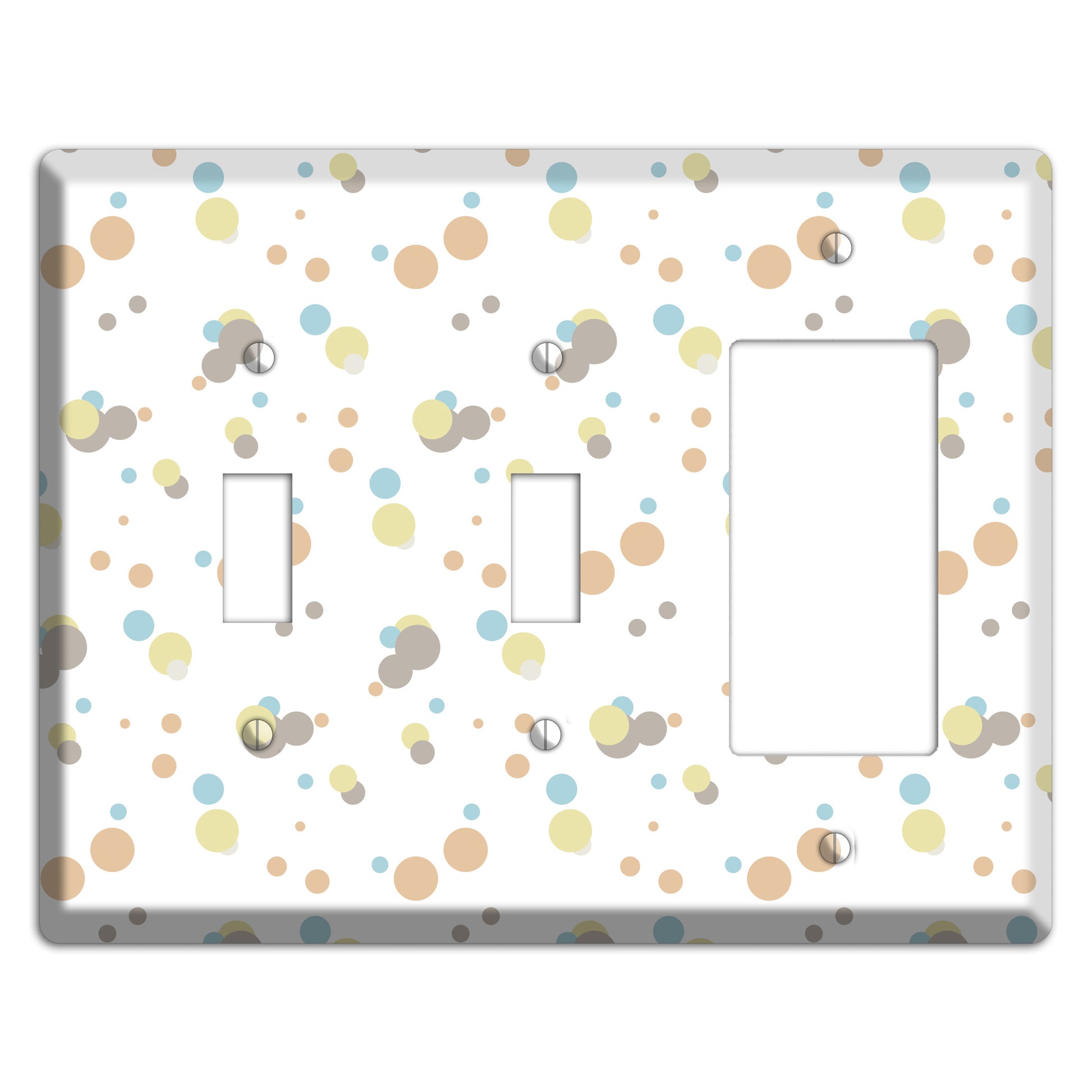 White with Soft Sage Blue and Umber Small Dots 2 Toggle / Rocker Wallplate
