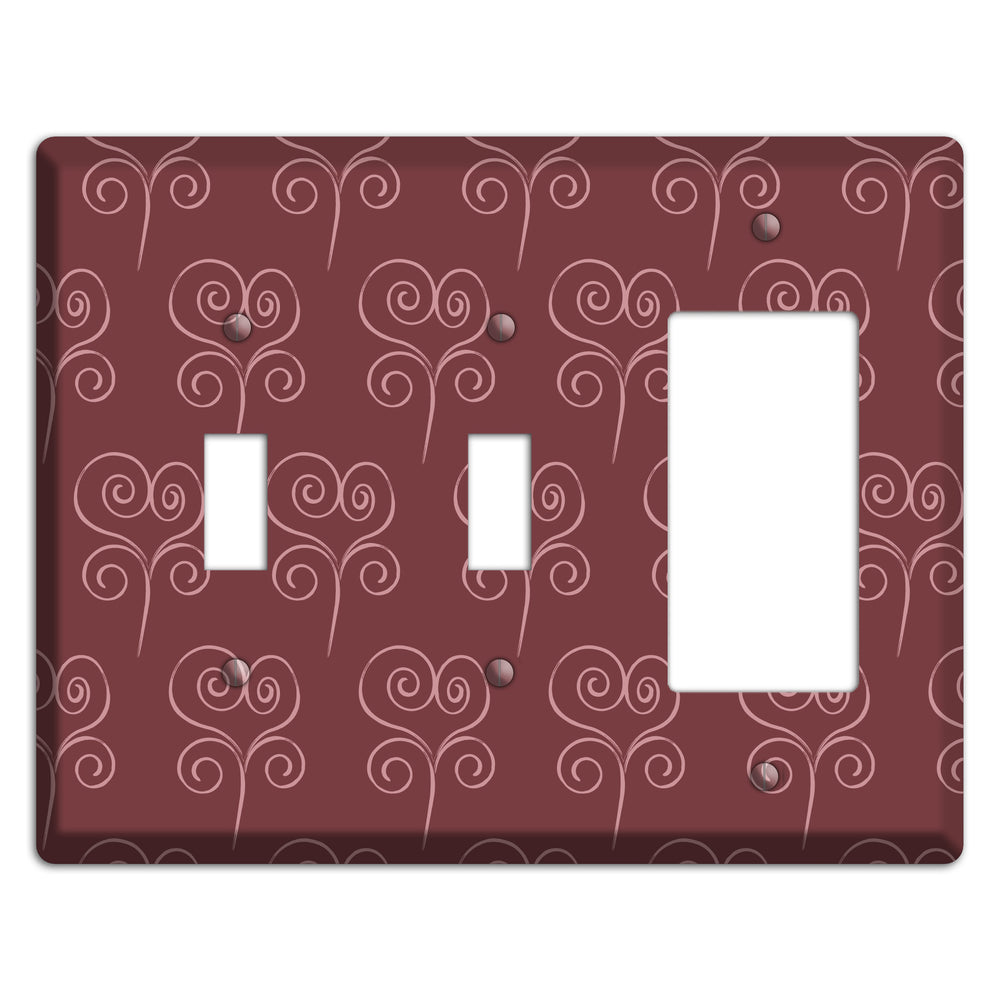 Maroon Scroll Heart 2 Toggle / Rocker Wallplate