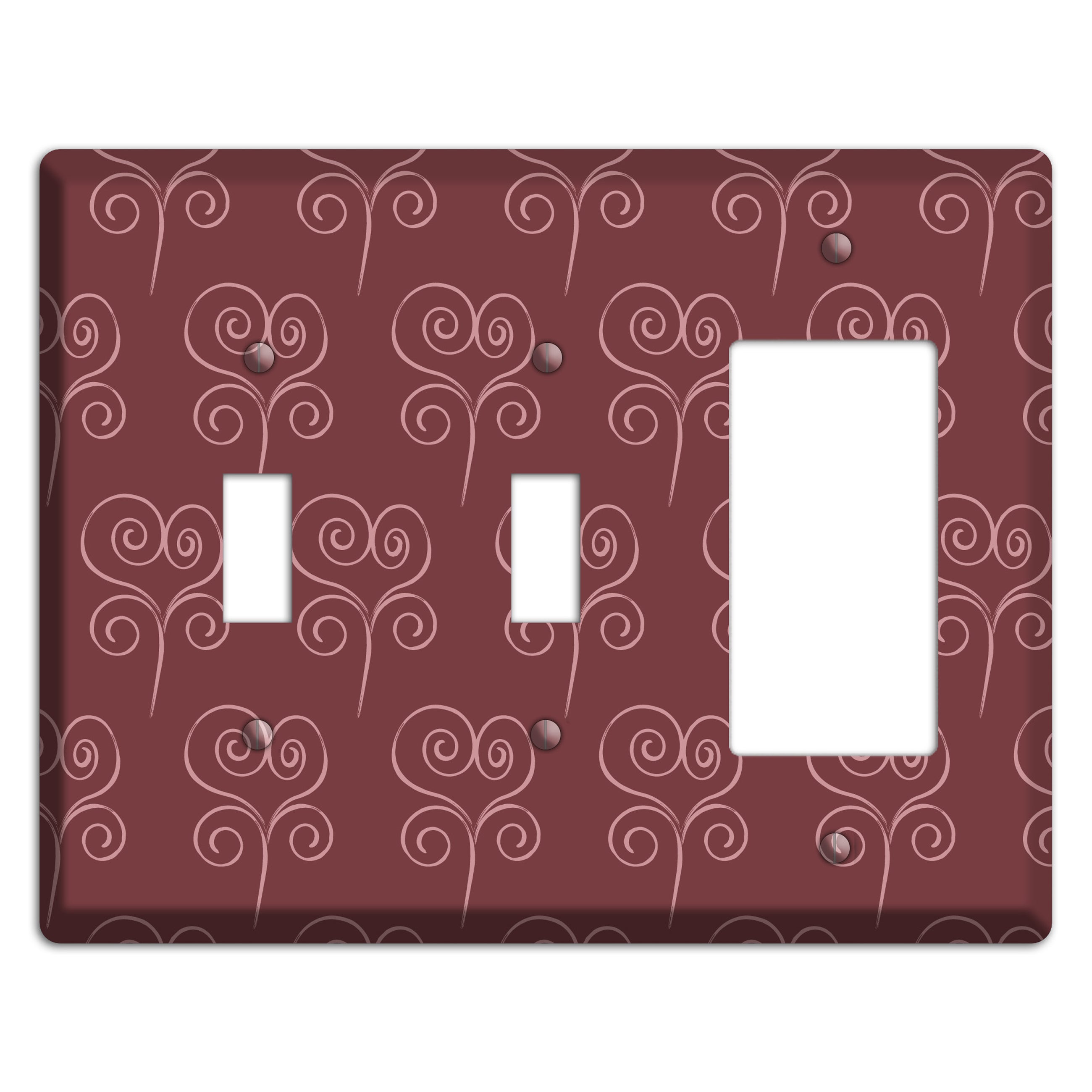 Maroon Scroll Heart 2 Toggle / Rocker Wallplate