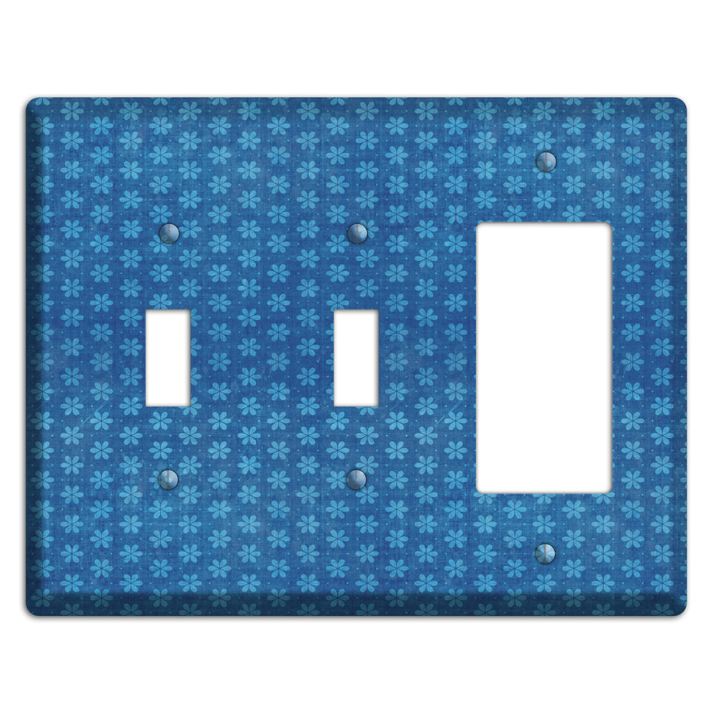 Blue Grunge Floral Contour 2 Toggle / Rocker Wallplate