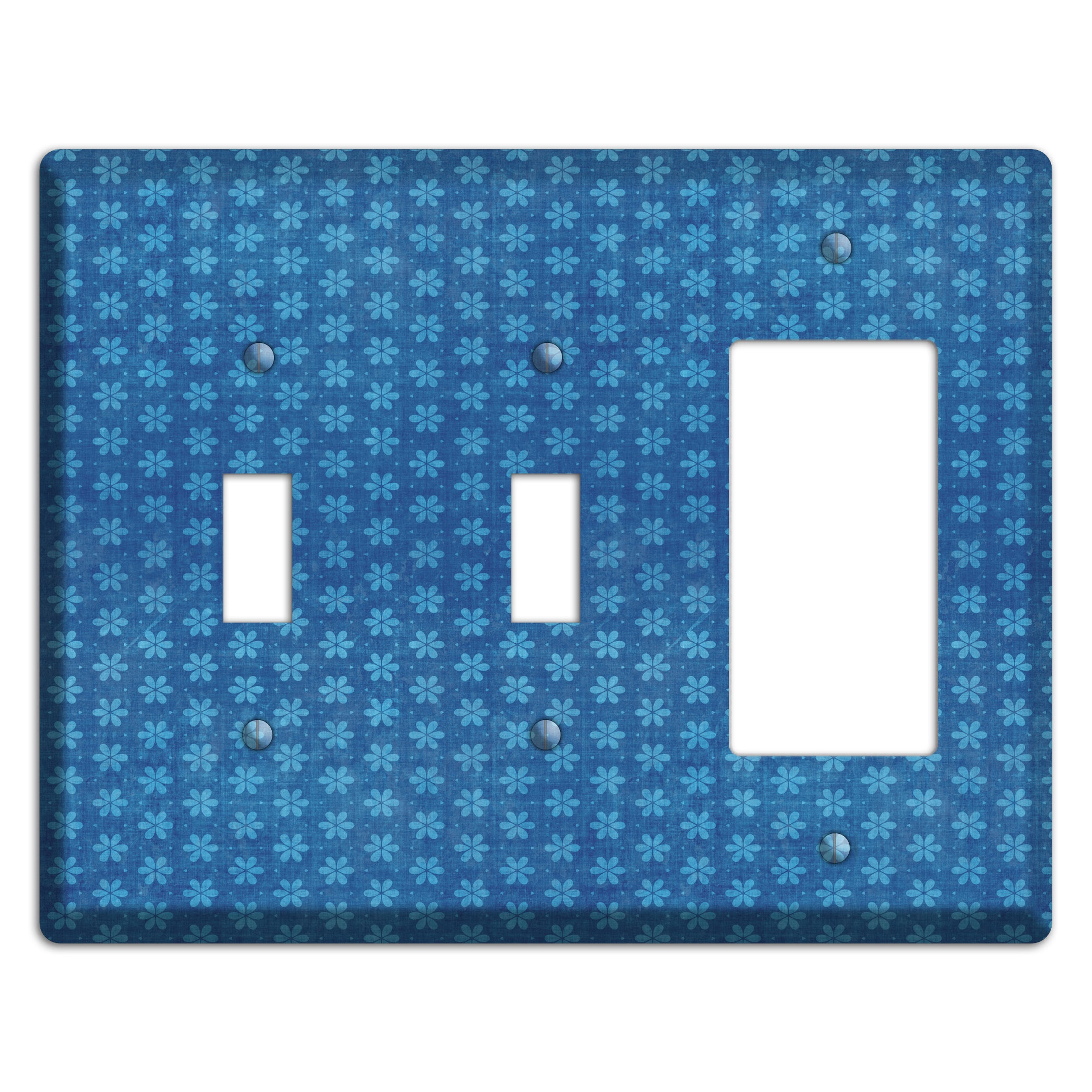 Blue Grunge Floral Contour 2 Toggle / Rocker Wallplate