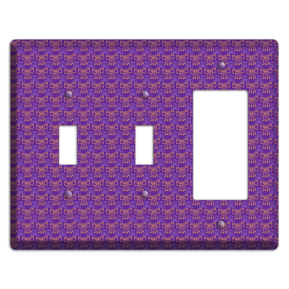 Purple with Pink Bows 2 Toggle / Rocker Wallplate