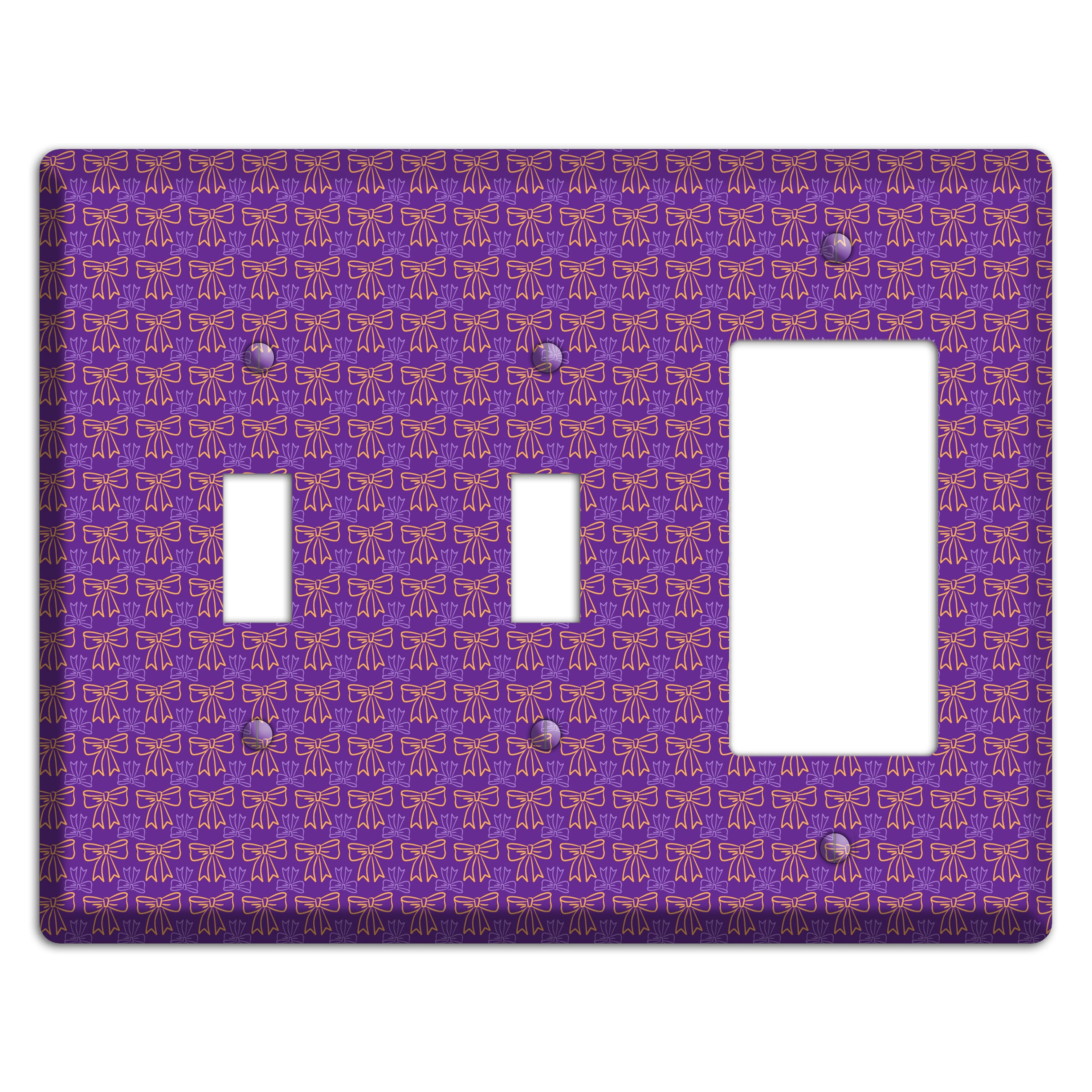 Purple with Pink Bows 2 Toggle / Rocker Wallplate