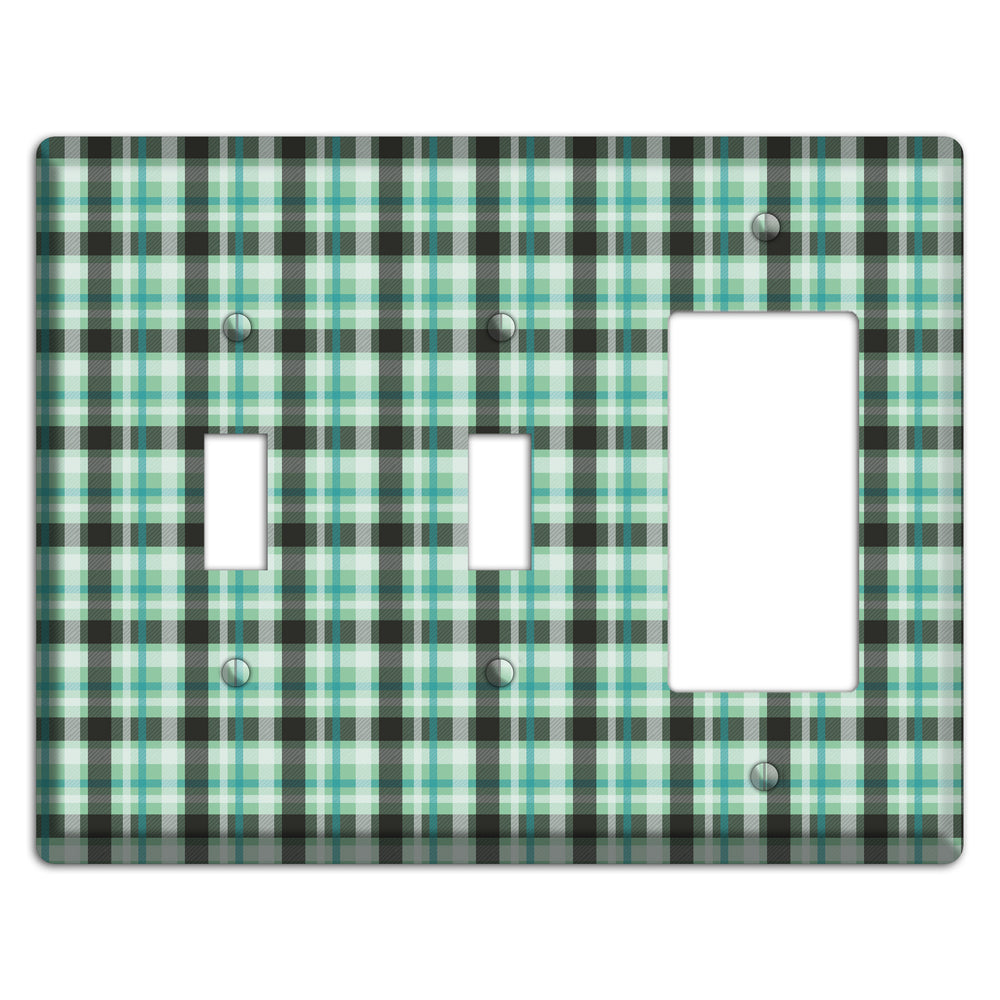 Multi Green Plaid 2 Toggle / Rocker Wallplate