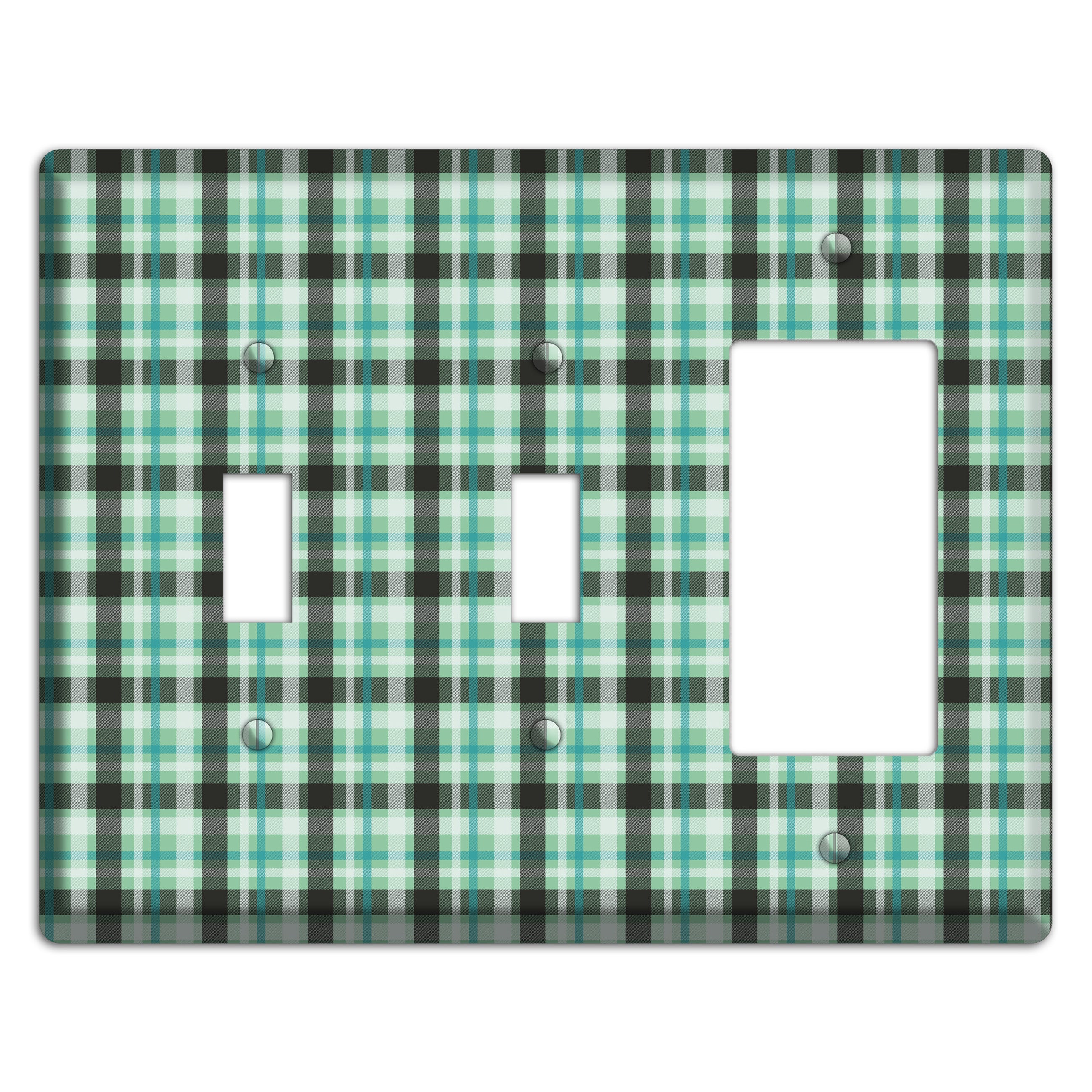 Multi Green Plaid 2 Toggle / Rocker Wallplate