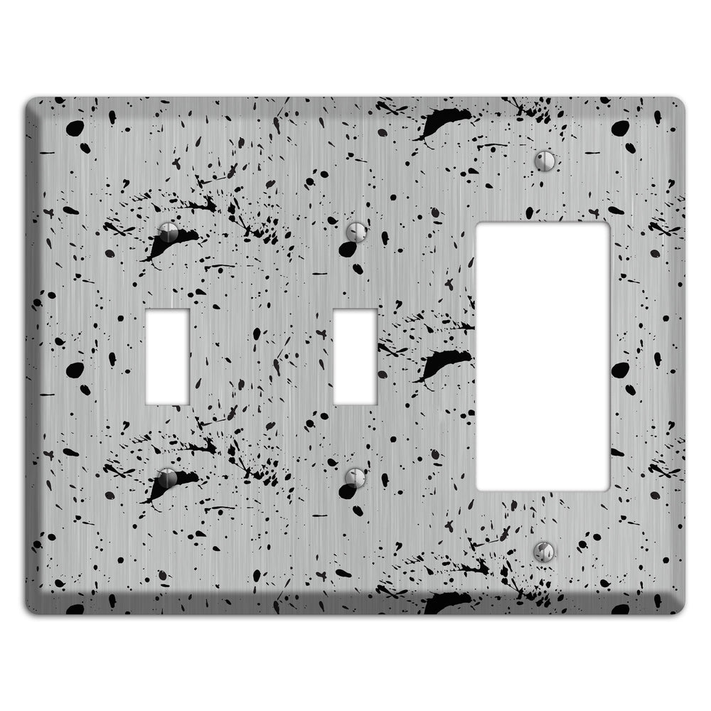 Ink Splash 5 Stainless Steel 2 Toggle / Rocker Wallplate