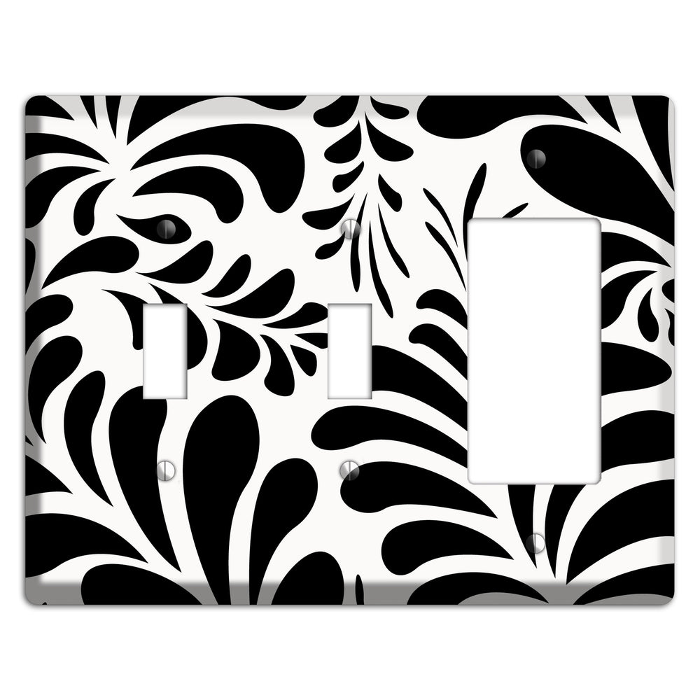White with Black Herati 2 Toggle / Rocker Wallplate