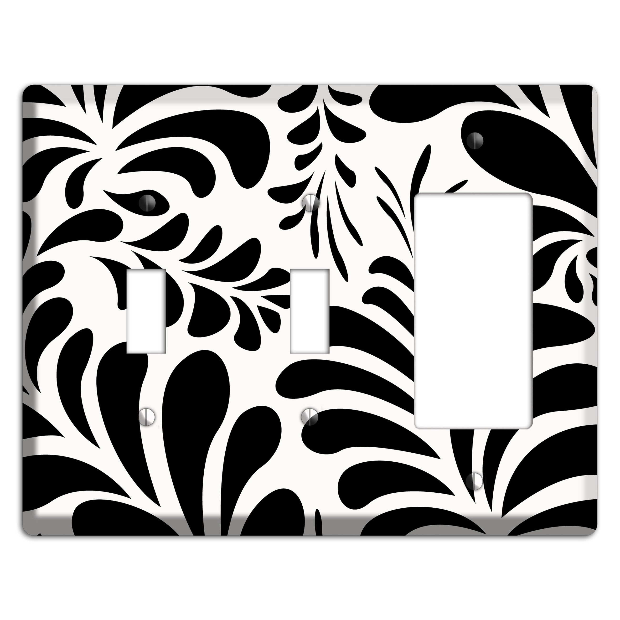 White with Black Herati 2 Toggle / Rocker Wallplate