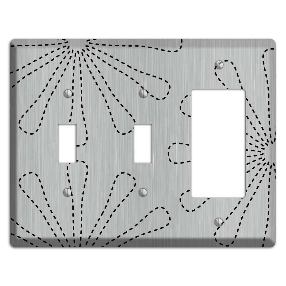 Retro Stipple Floral Stainless Steel 2 Toggle / Rocker Wallplate