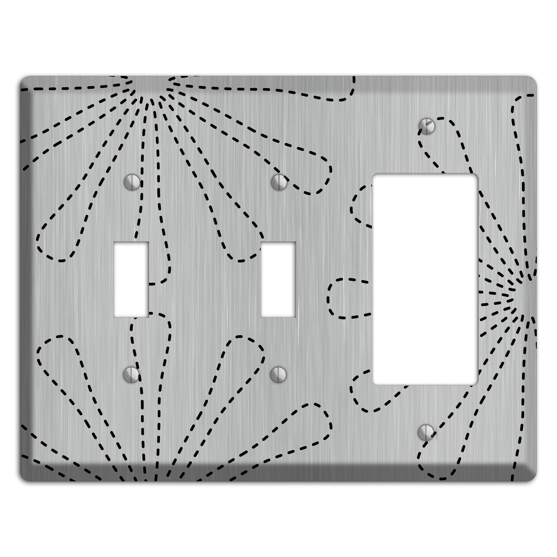 Retro Stipple Floral  Stainless 2 Toggle / Rocker Wallplate