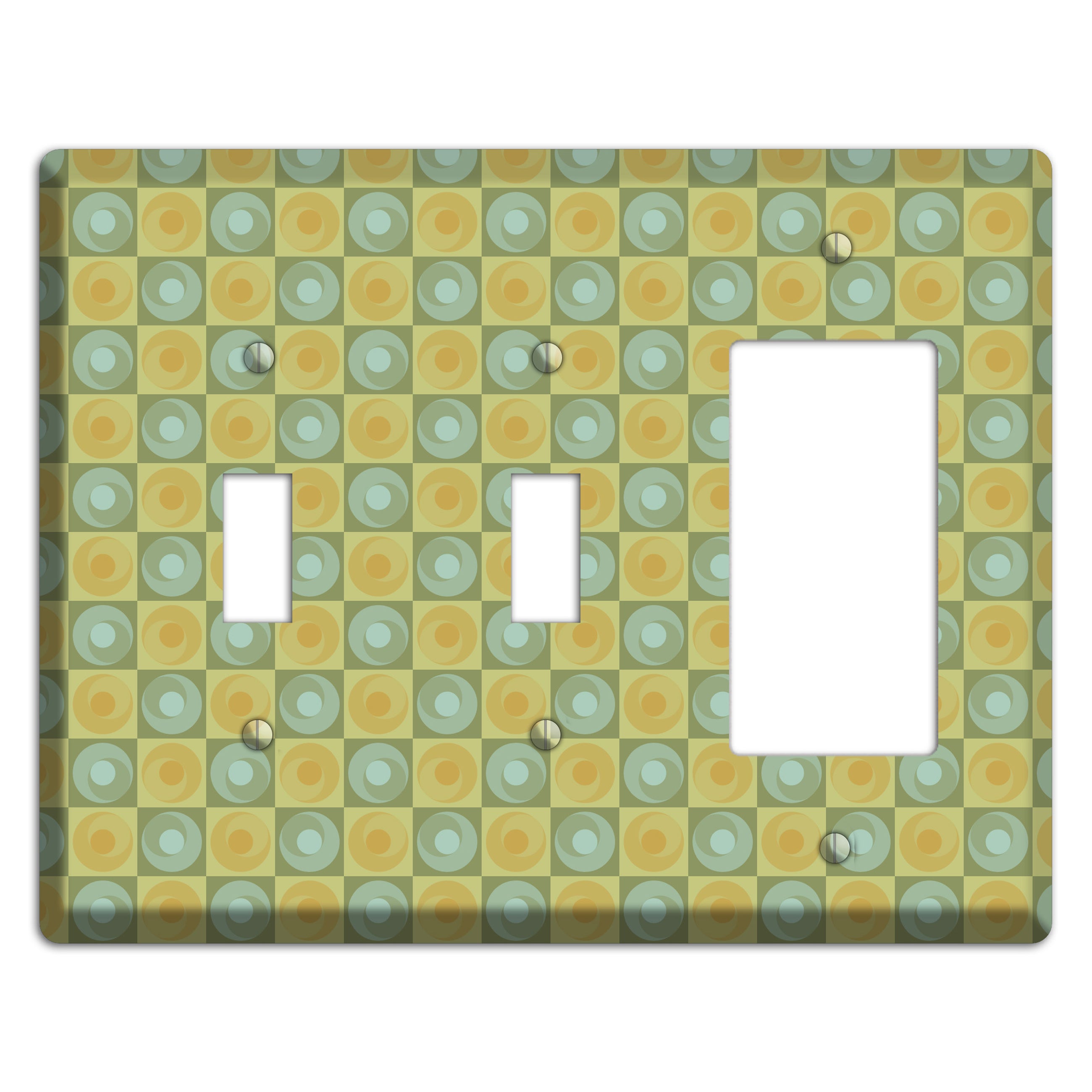 Green and Yellow Squares 2 Toggle / Rocker Wallplate