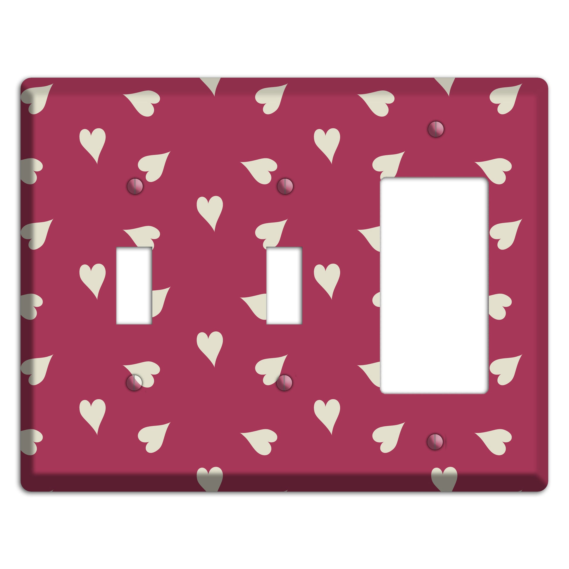 Fuschia with White Hearts 2 Toggle / Rocker Wallplate