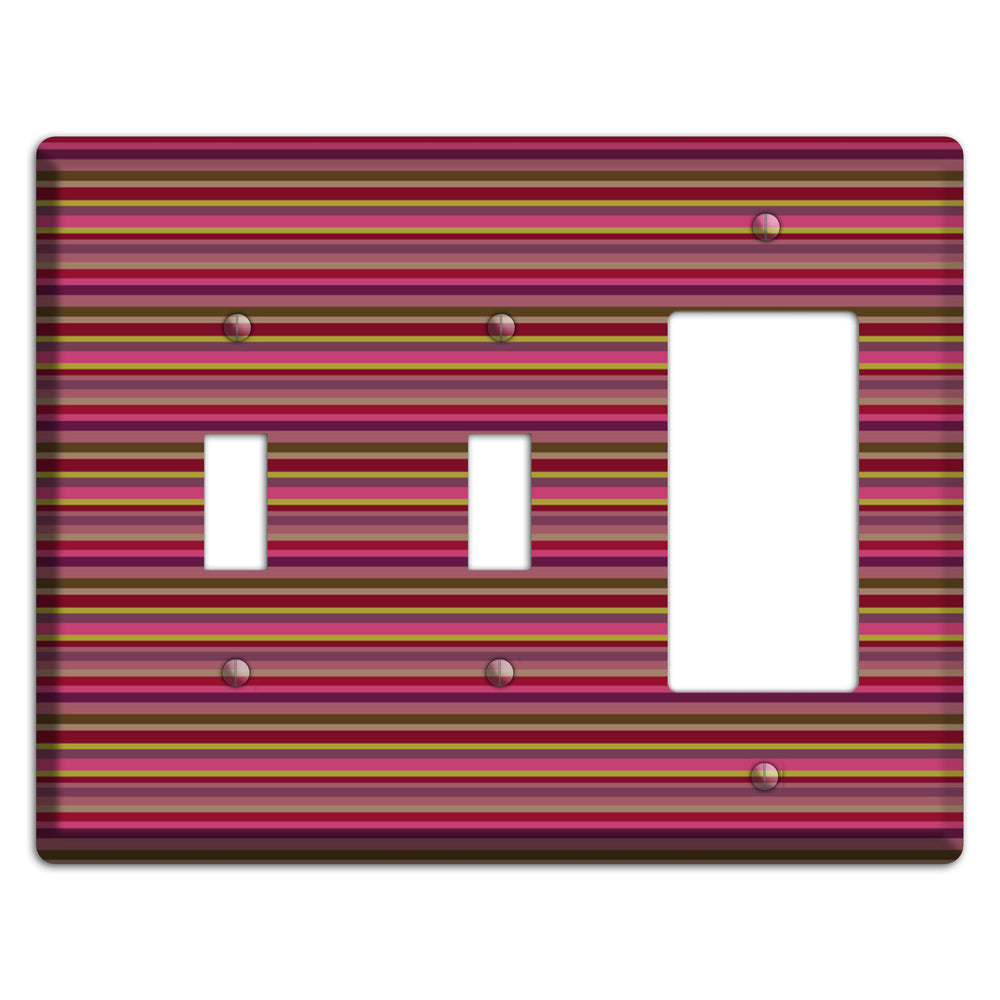 Fuschia Multi Horizontal Stripes 2 Toggle / Rocker Wallplate