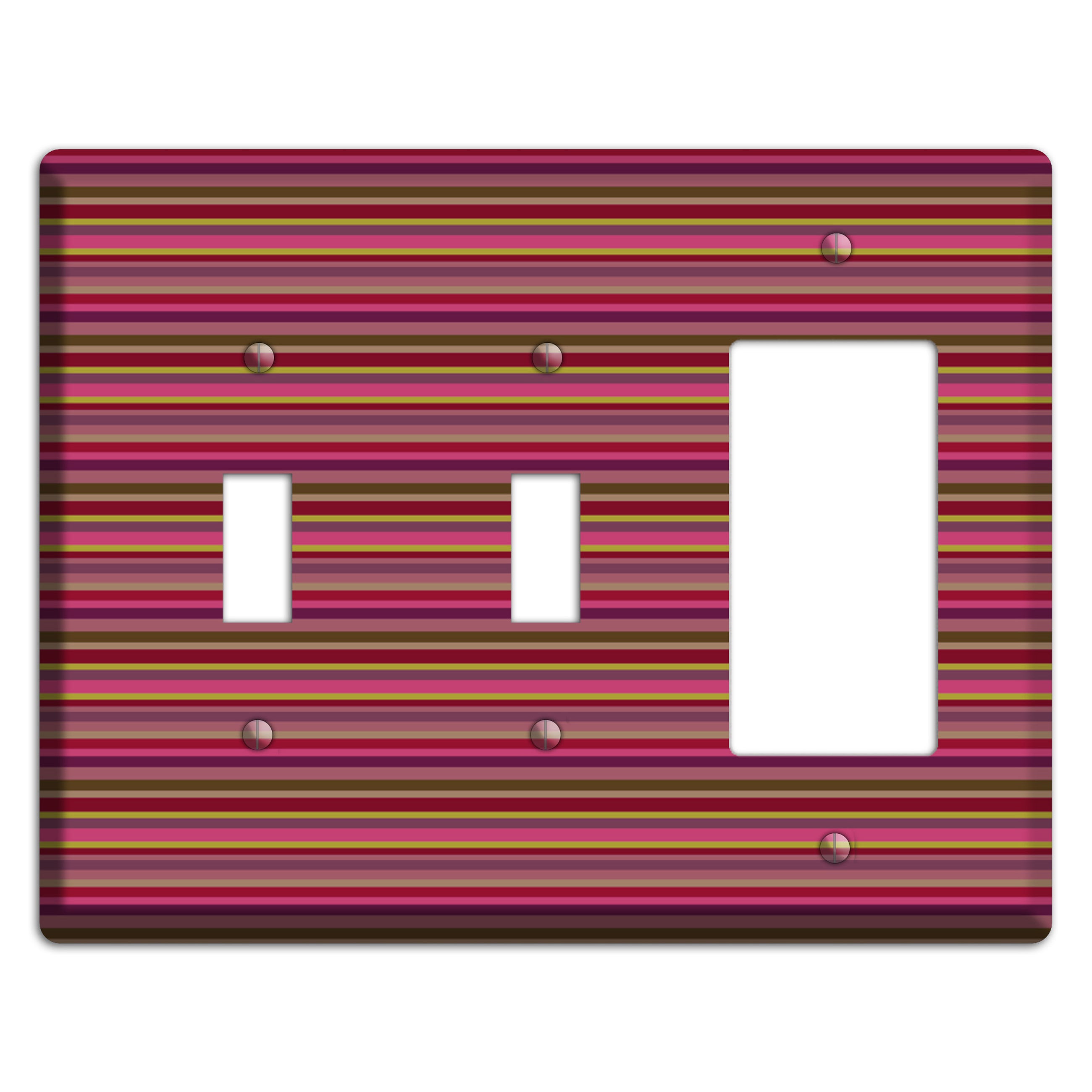 Fuschia Multi Horizontal Stripes 2 Toggle / Rocker Wallplate