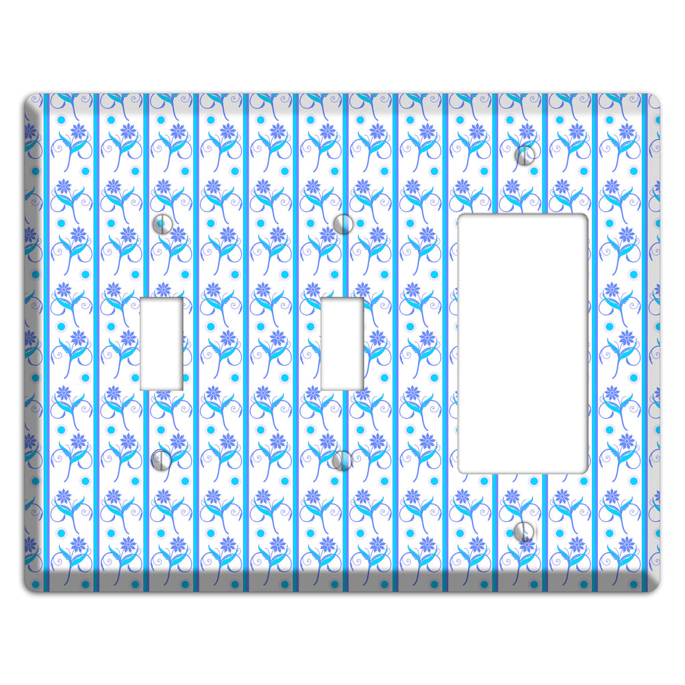 Blue Floral Pattern 2 Toggle / Rocker Wallplate