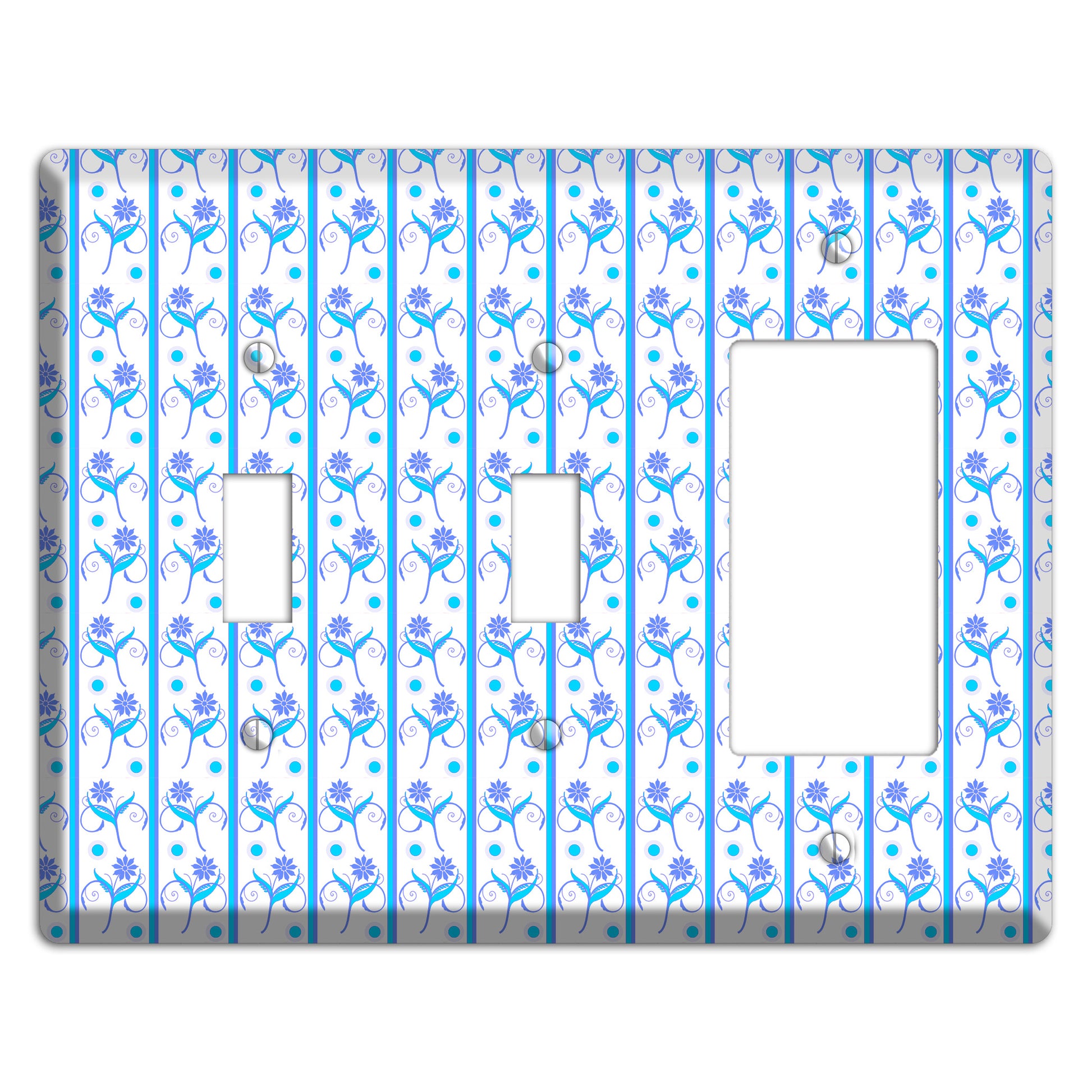 Blue Floral Pattern 2 Toggle / Rocker Wallplate