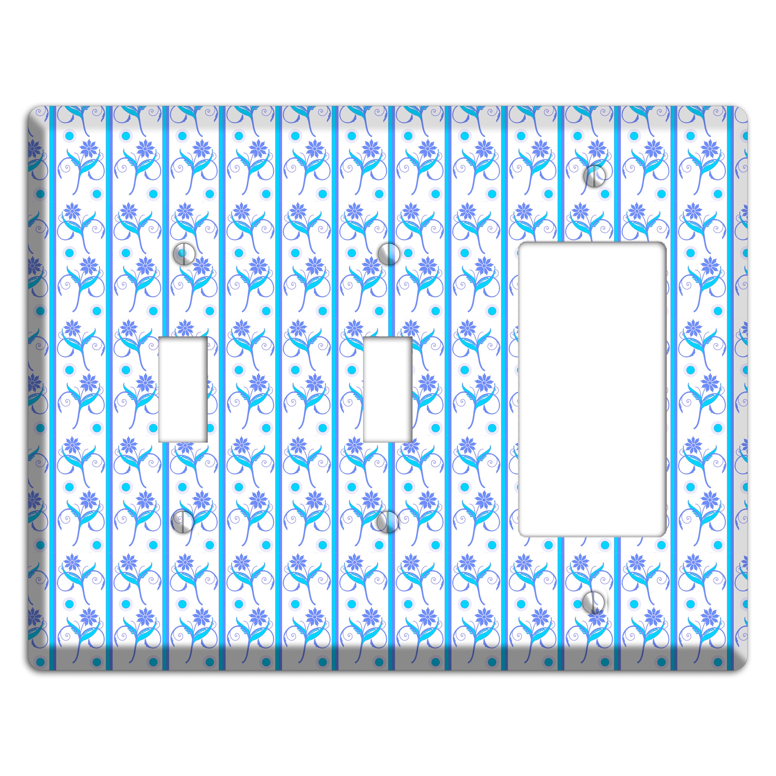 Blue Floral Pattern 2 Toggle / Rocker Wallplate