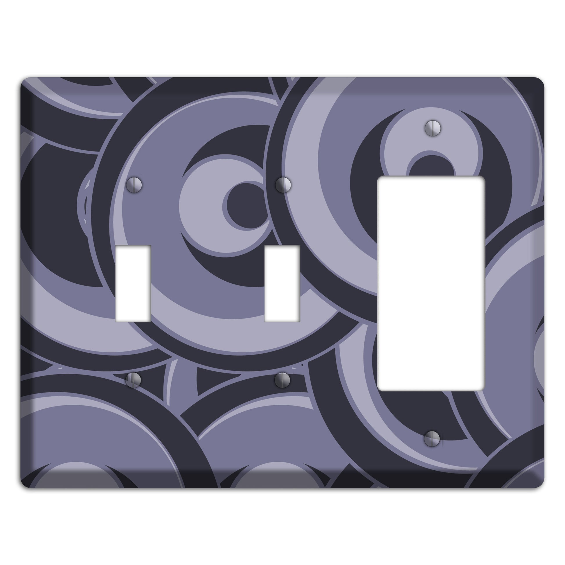 Black and Purple-grey Deco Circles 2 Toggle / Rocker Wallplate