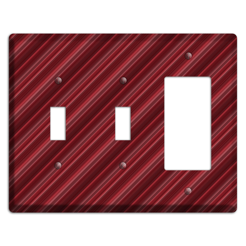 Burgundy Multi Angled Stripes 2 Toggle / Rocker Wallplate