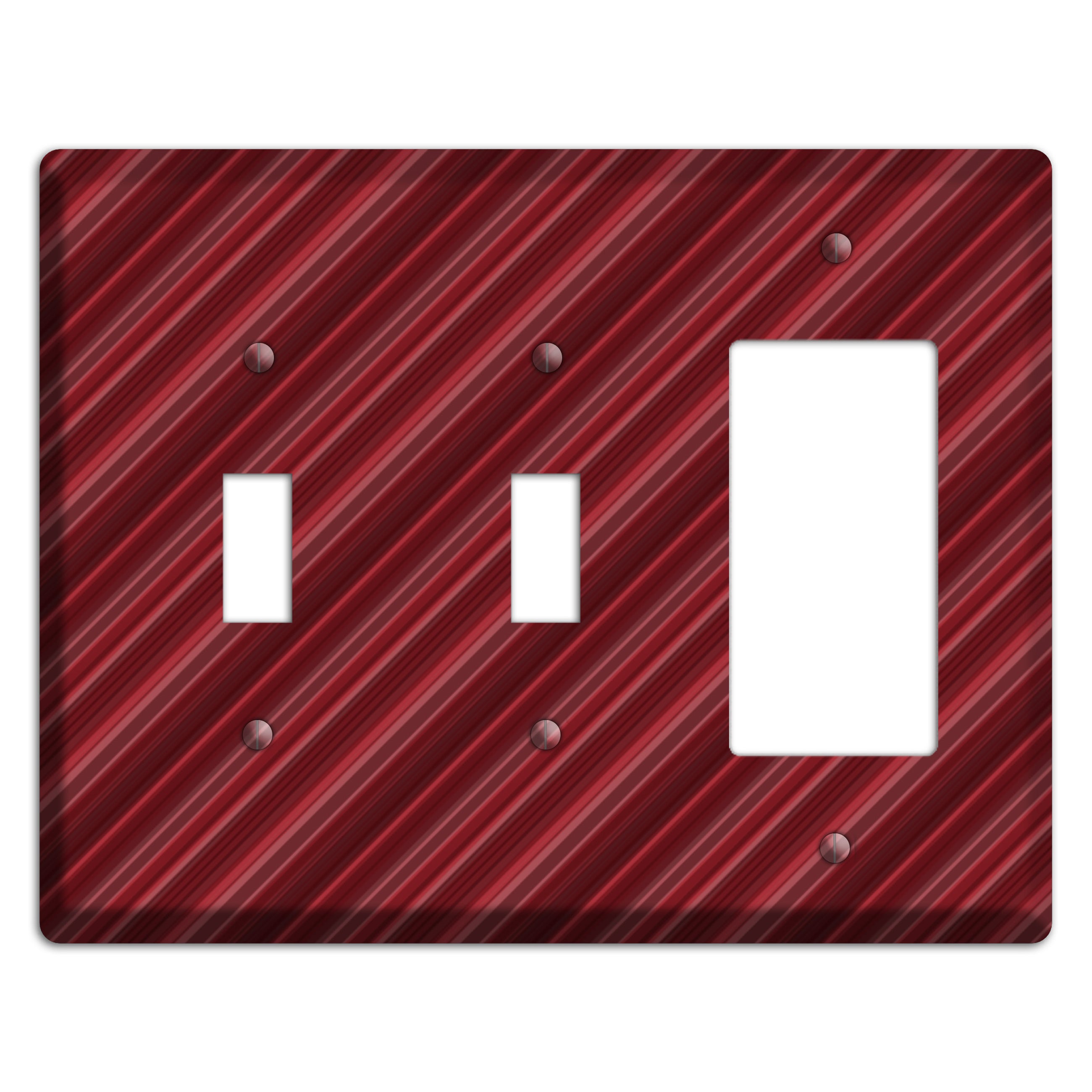 Burgundy Multi Angled Stripes 2 Toggle / Rocker Wallplate