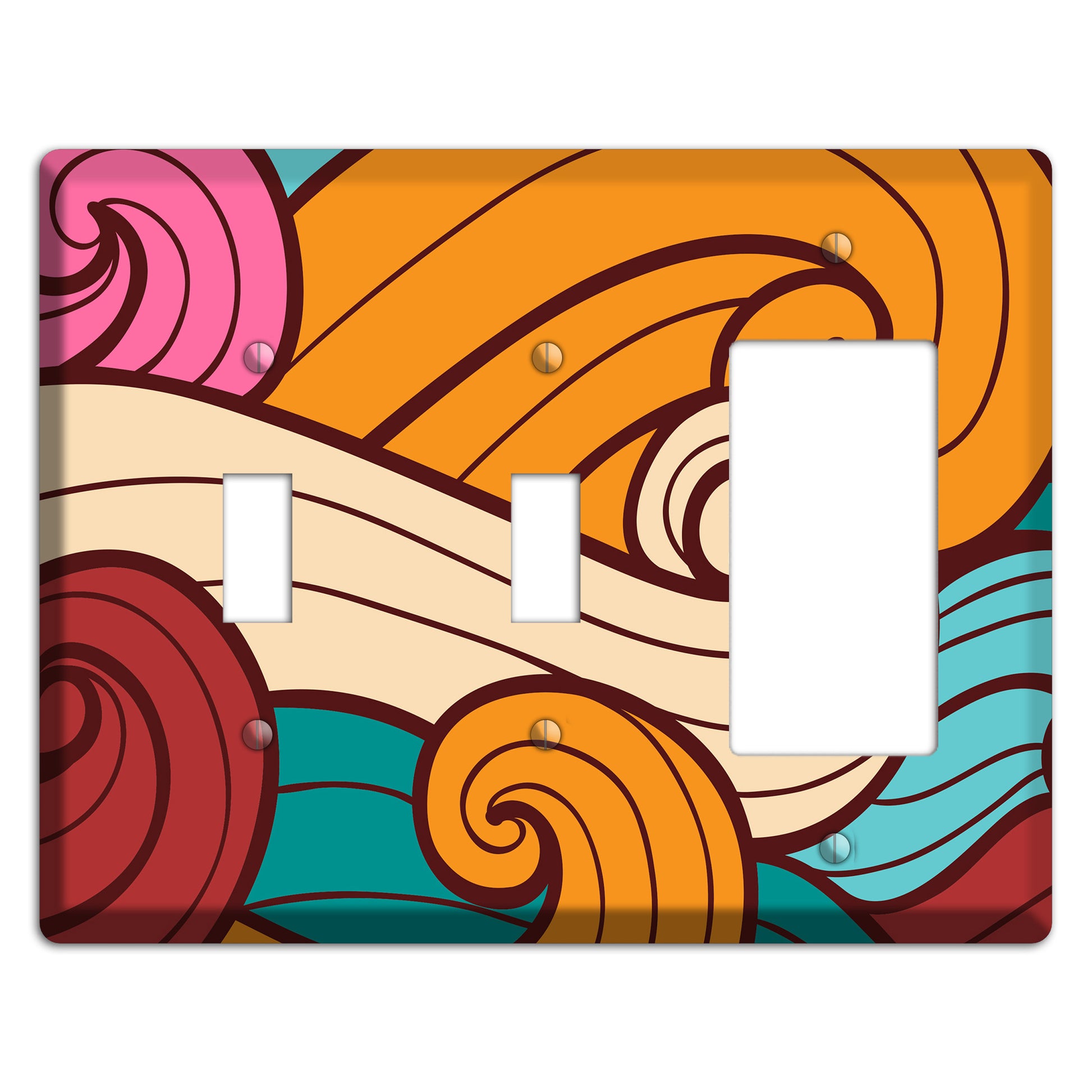 Abstract Curl Red & Cream 2 Toggle / Rocker Wallplate