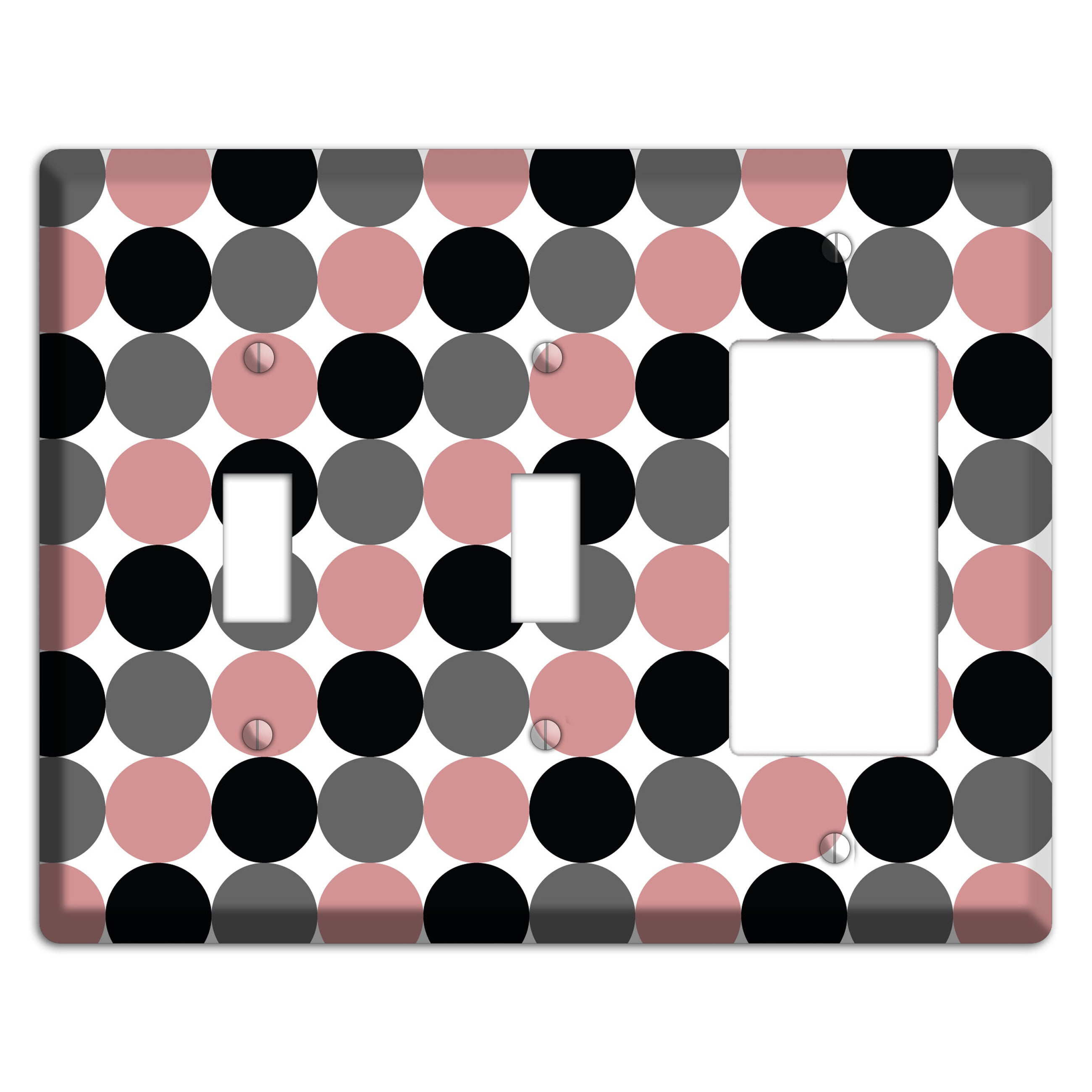 Grey Pink Black Tiled Dots 2 Toggle / Rocker Wallplate
