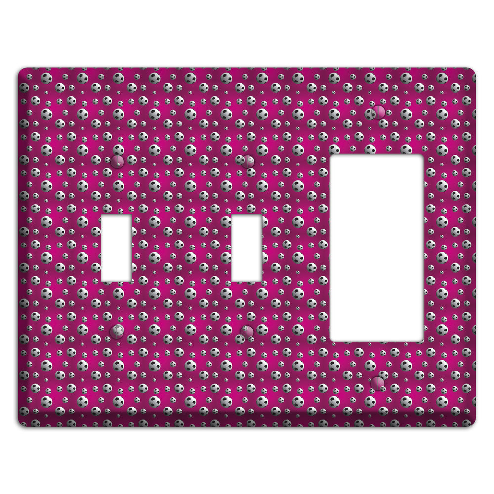 Fuschia with Soccer Balls 2 Toggle / Rocker Wallplate