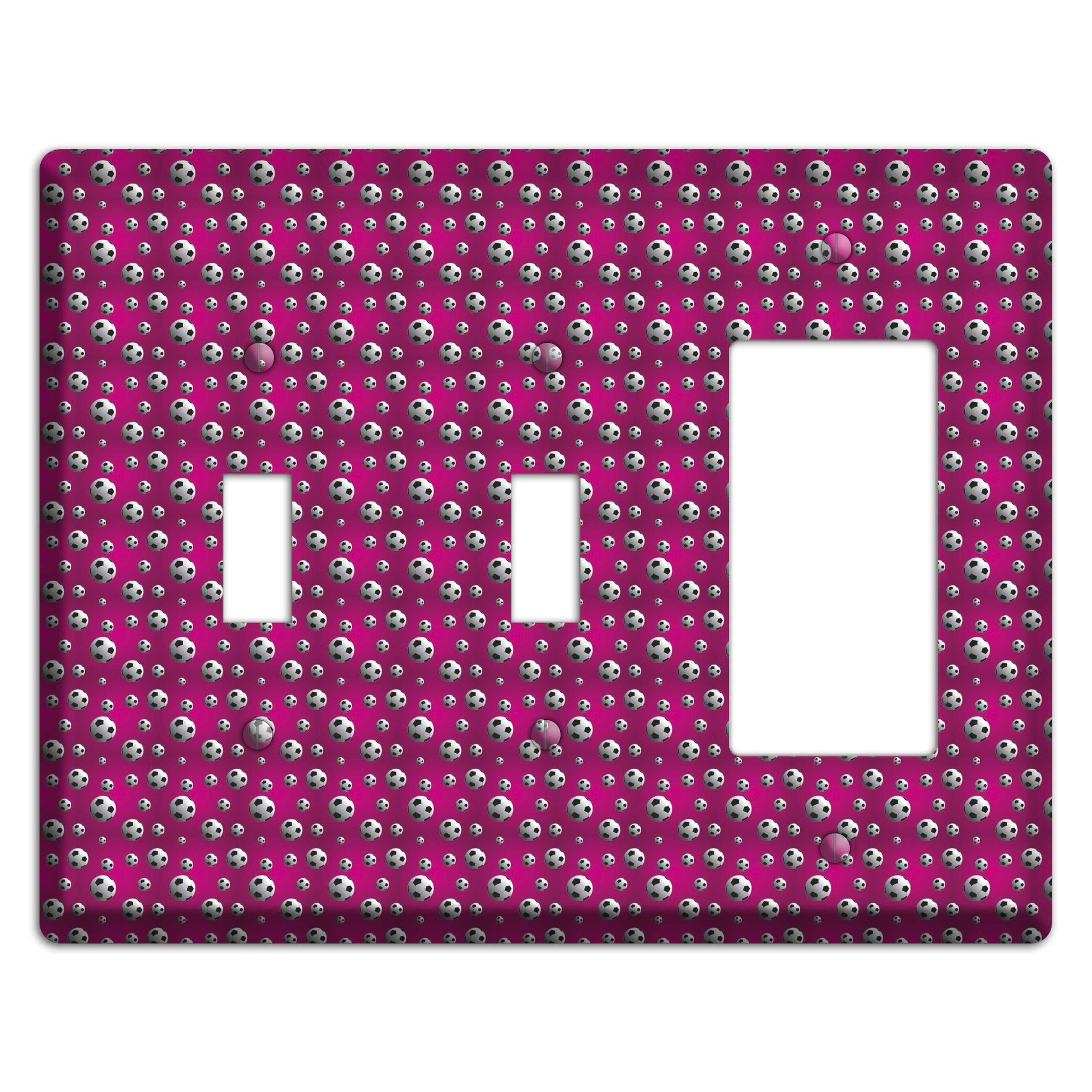 Fuschia with Soccer Balls 2 Toggle / Rocker Wallplate