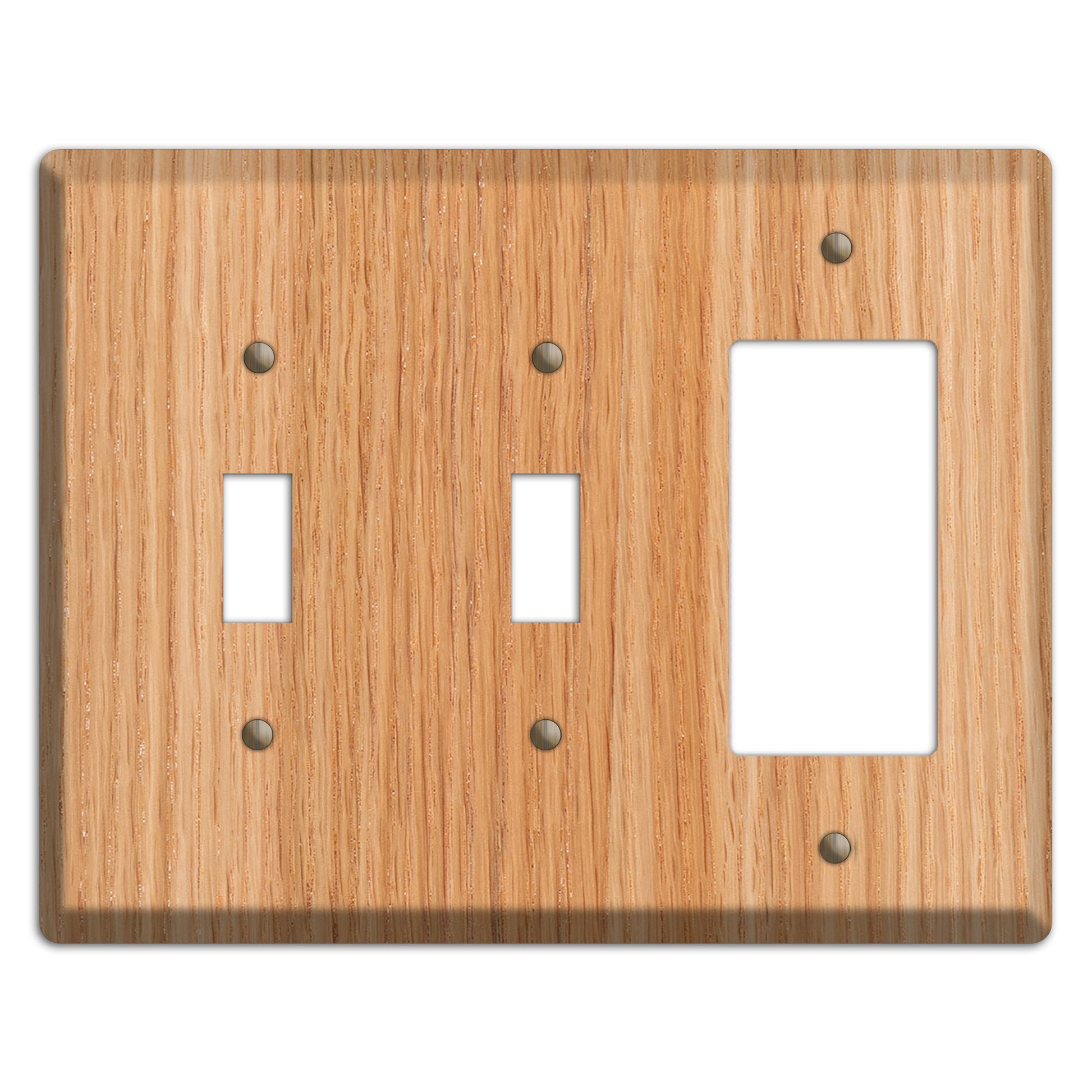 Unfinished Red Oak Wood 2 Toggle / Rocker Cover Plate
