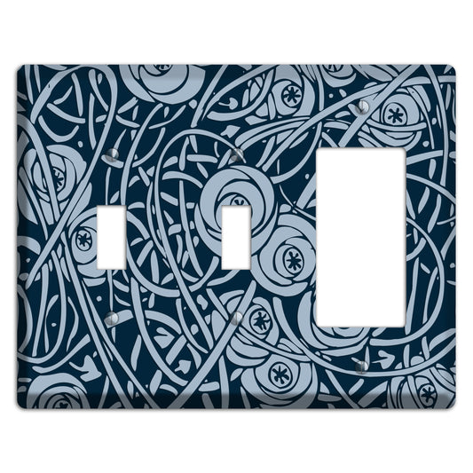 Navy Abstract Floral 2 Toggle / Rocker Wallplate