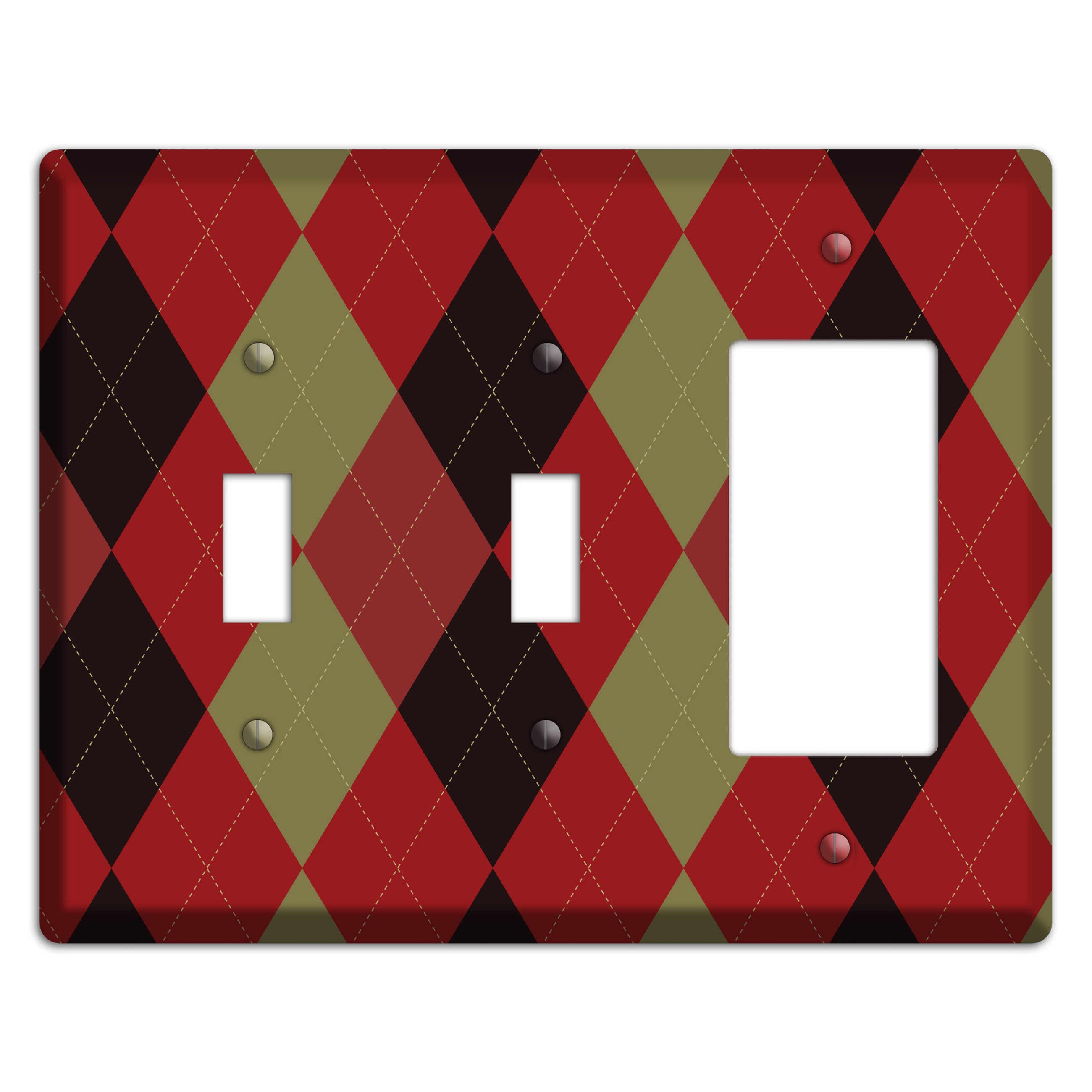 Red Olive Black Argyle 2 Toggle / Rocker Wallplate