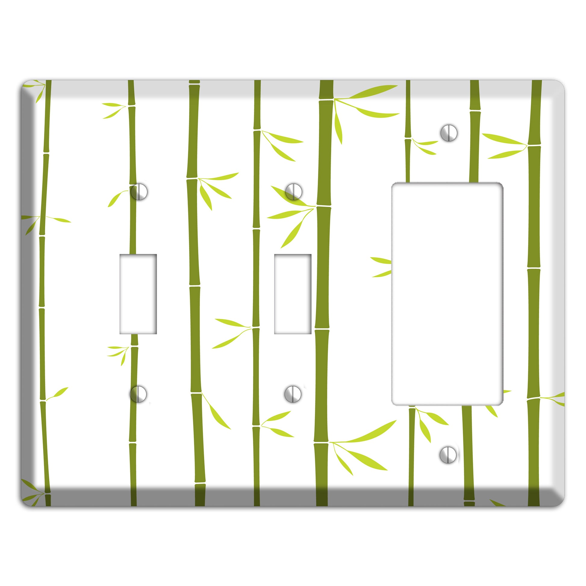 Green And White Bamboo 2 Toggle / Rocker Wallplate