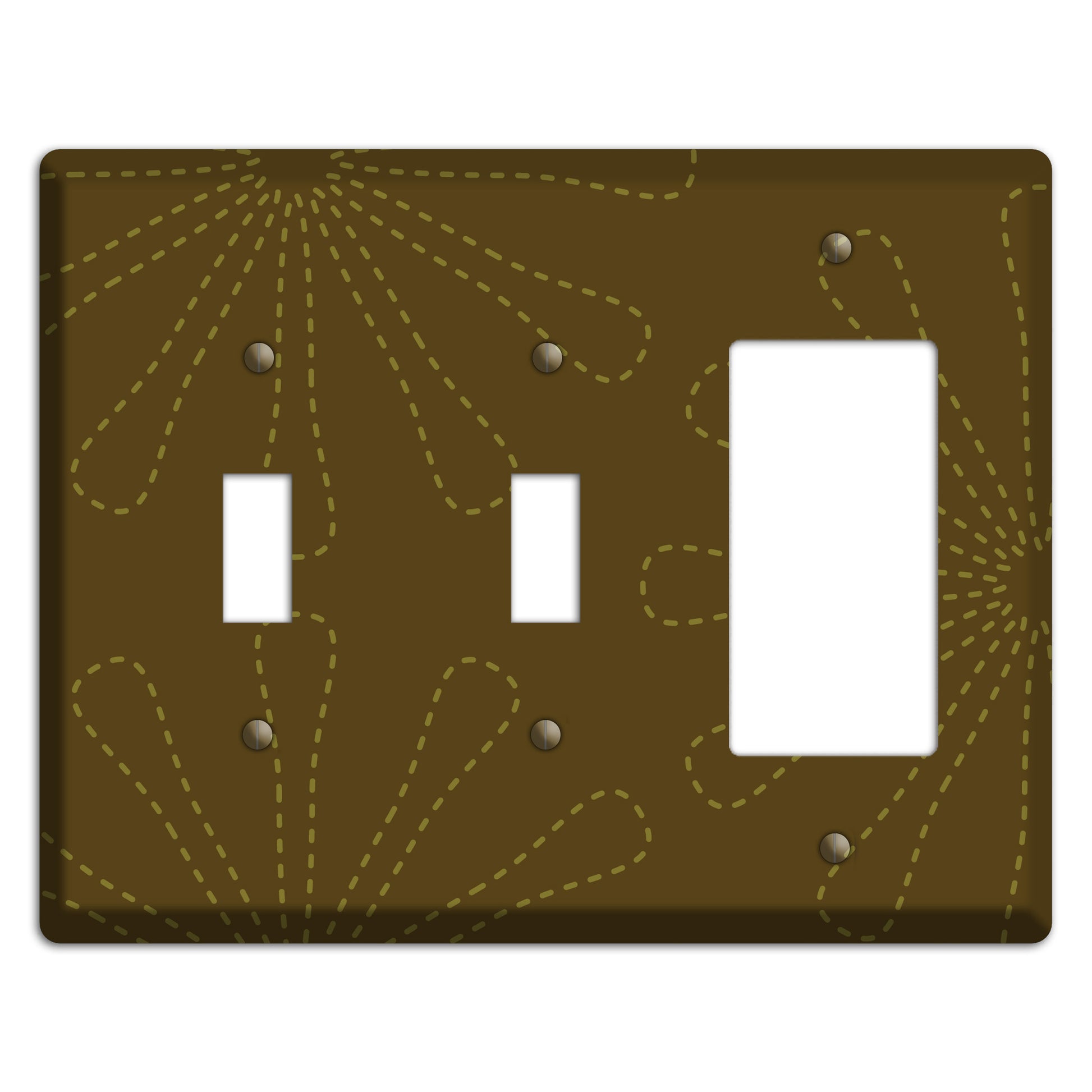 Brown Retro Stipple Floral Contour 2 Toggle / Rocker Wallplate