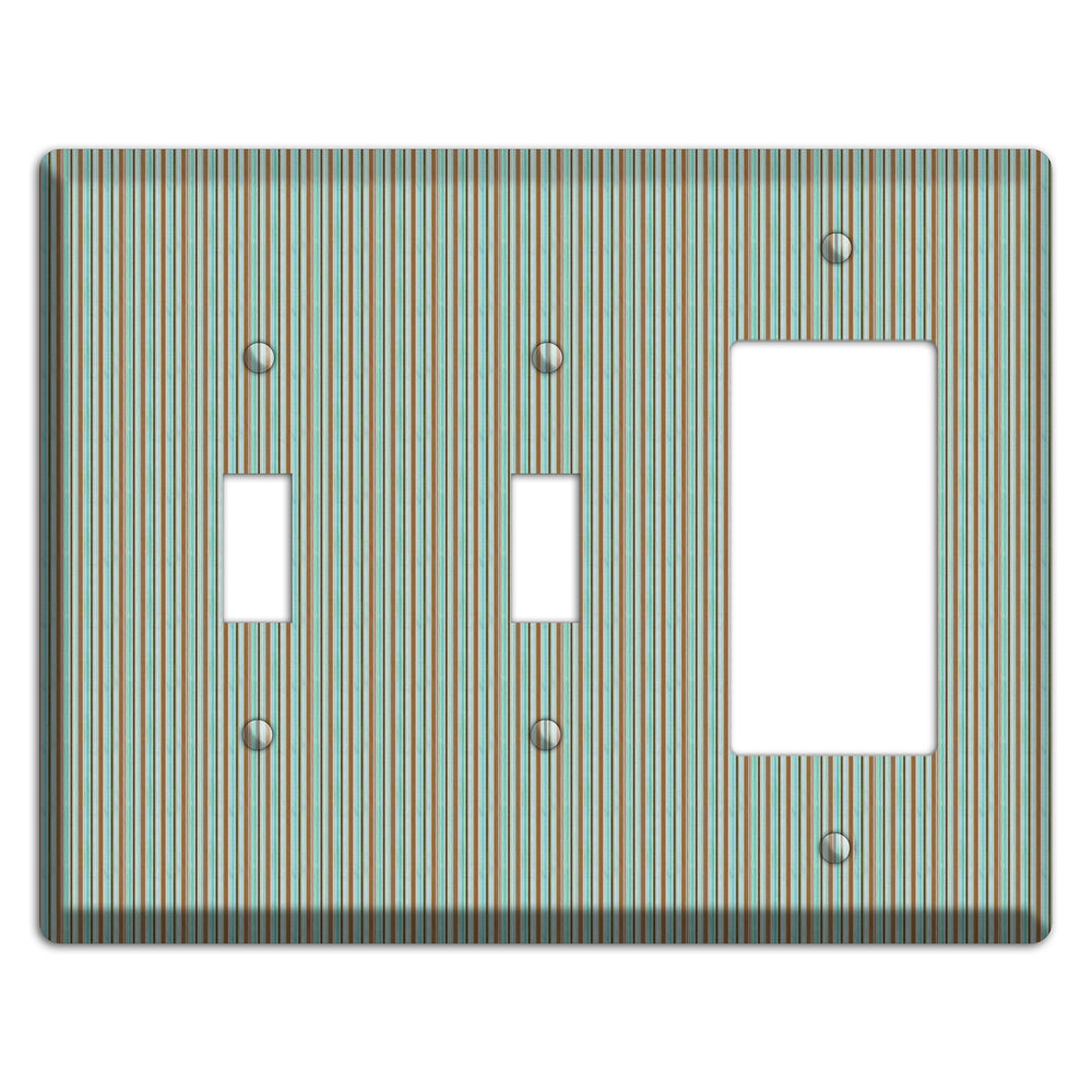 Multi Aqua Vertical Stripe 2 Toggle / Rocker Wallplate