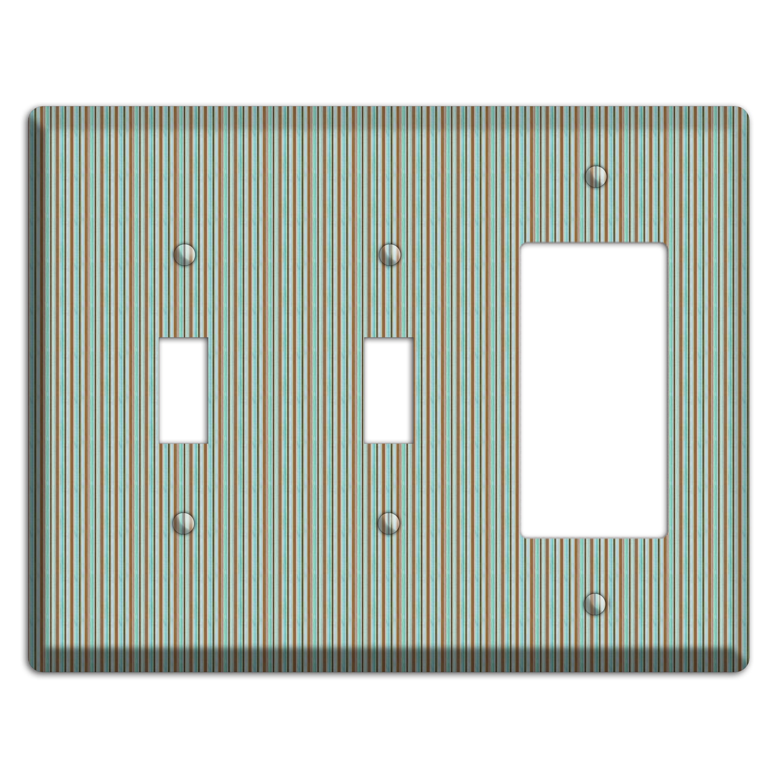 Multi Aqua Vertical Stripe 2 Toggle / Rocker Wallplate