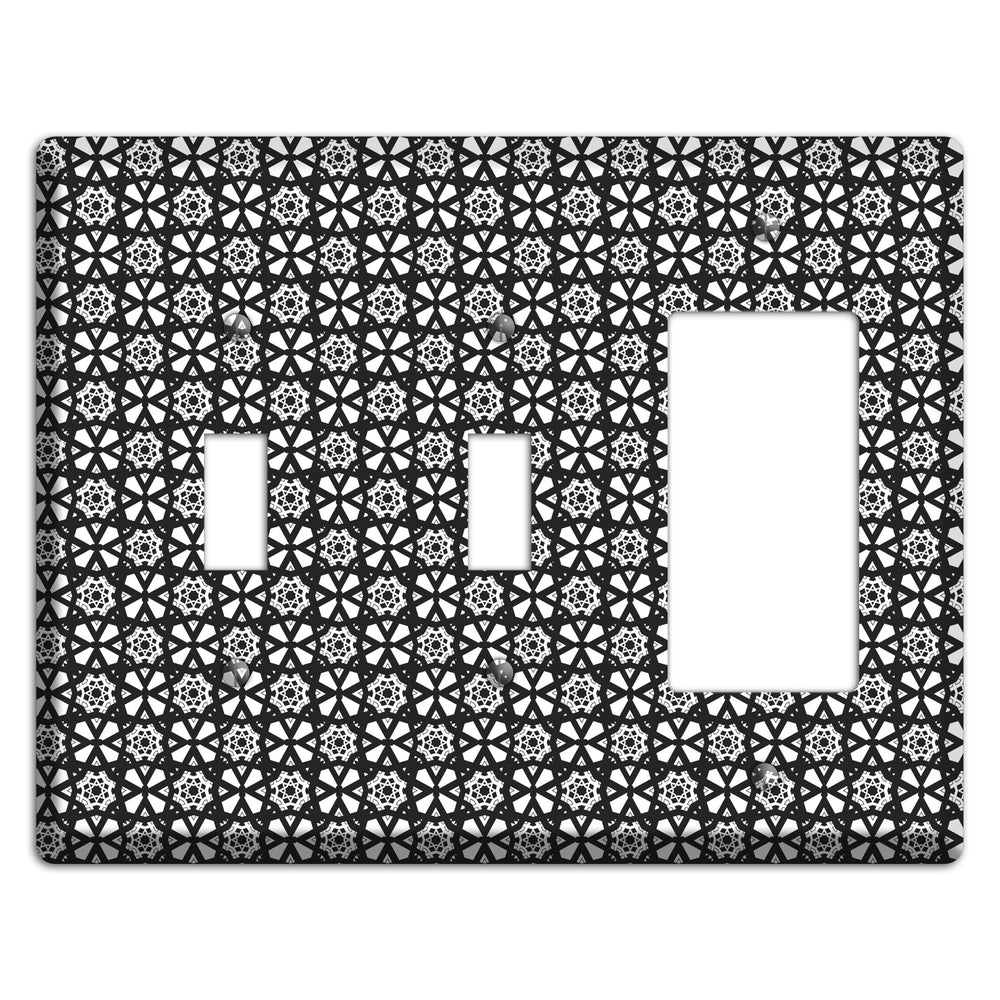 White with Black Arabesque 2 Toggle / Rocker Wallplate