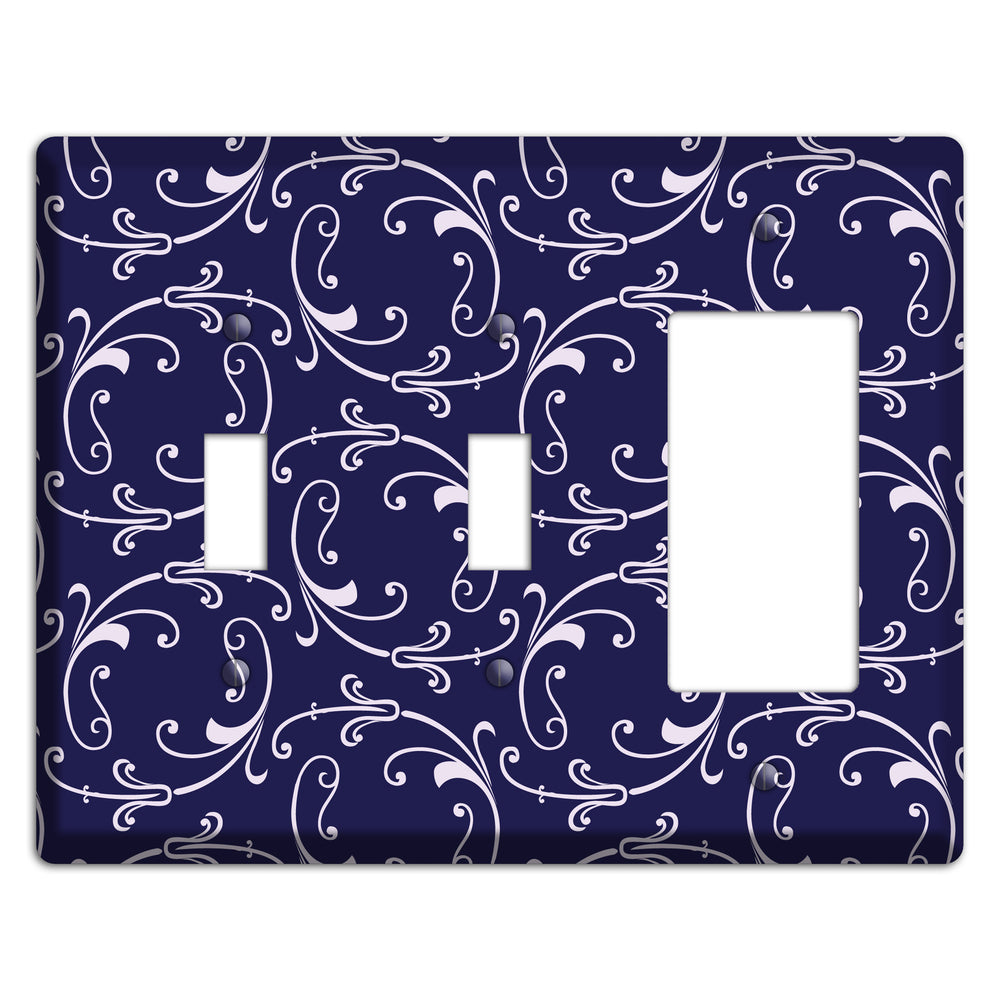 Navy Victorian Sprig 2 Toggle / Rocker Wallplate
