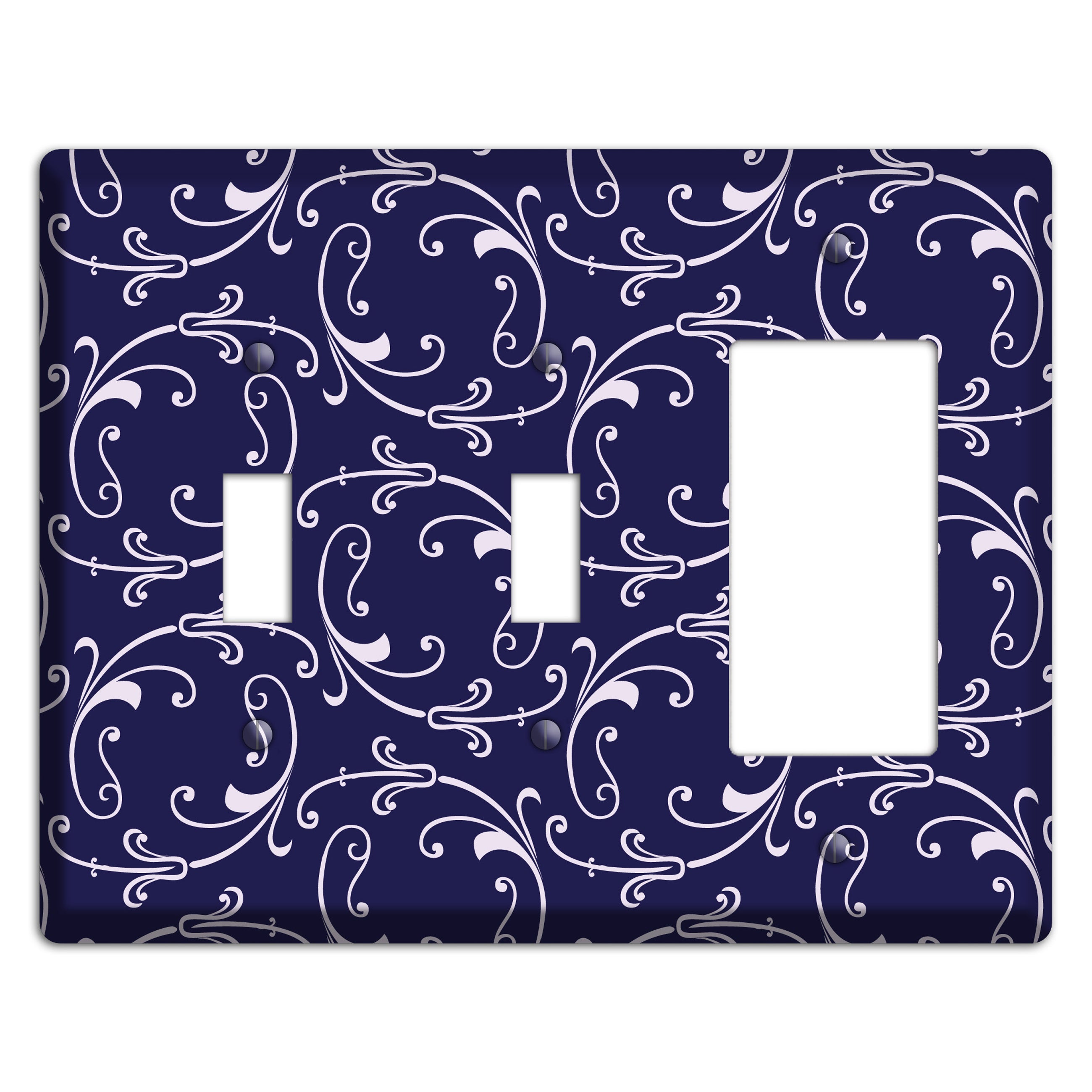 Navy Victorian Sprig 2 Toggle / Rocker Wallplate