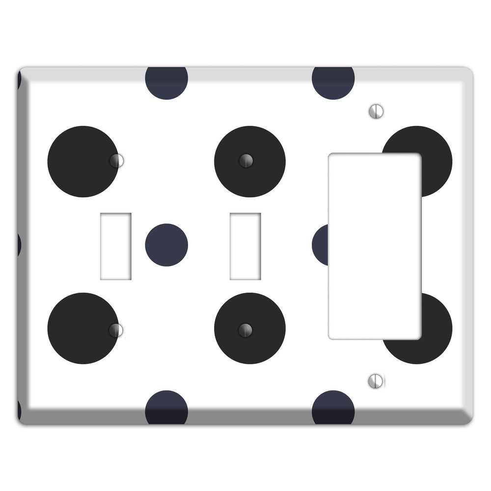 Black Multi Medium Polka Dots 2 Toggle / Rocker Wallplate