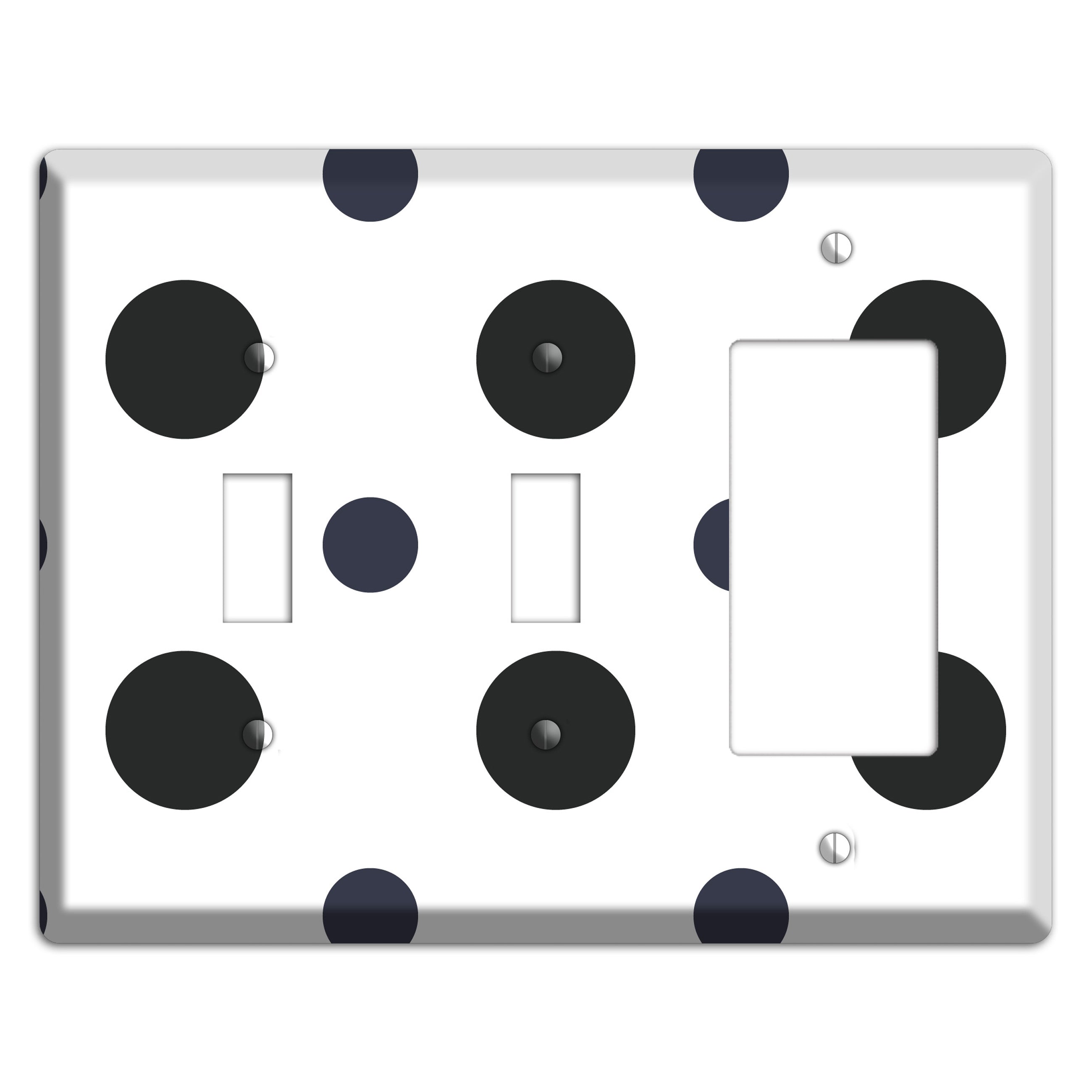 Black Multi Medium Polka Dots 2 Toggle / Rocker Wallplate