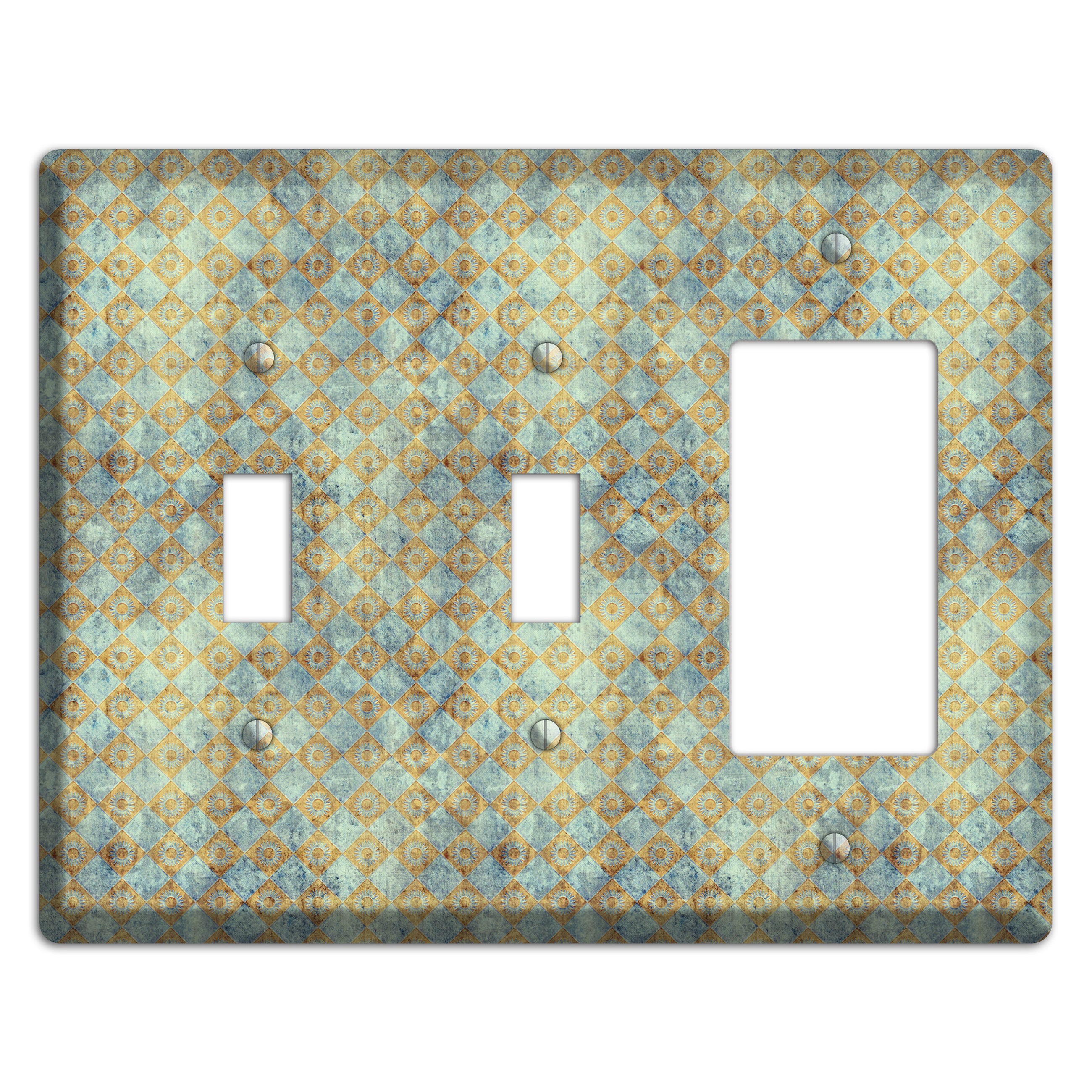 Green and Beige Diamond Circles 2 Toggle / Rocker Wallplate