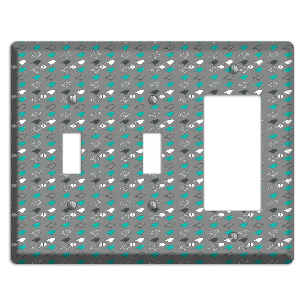 Grey with Small Green Birds 2 Toggle / Rocker Wallplate