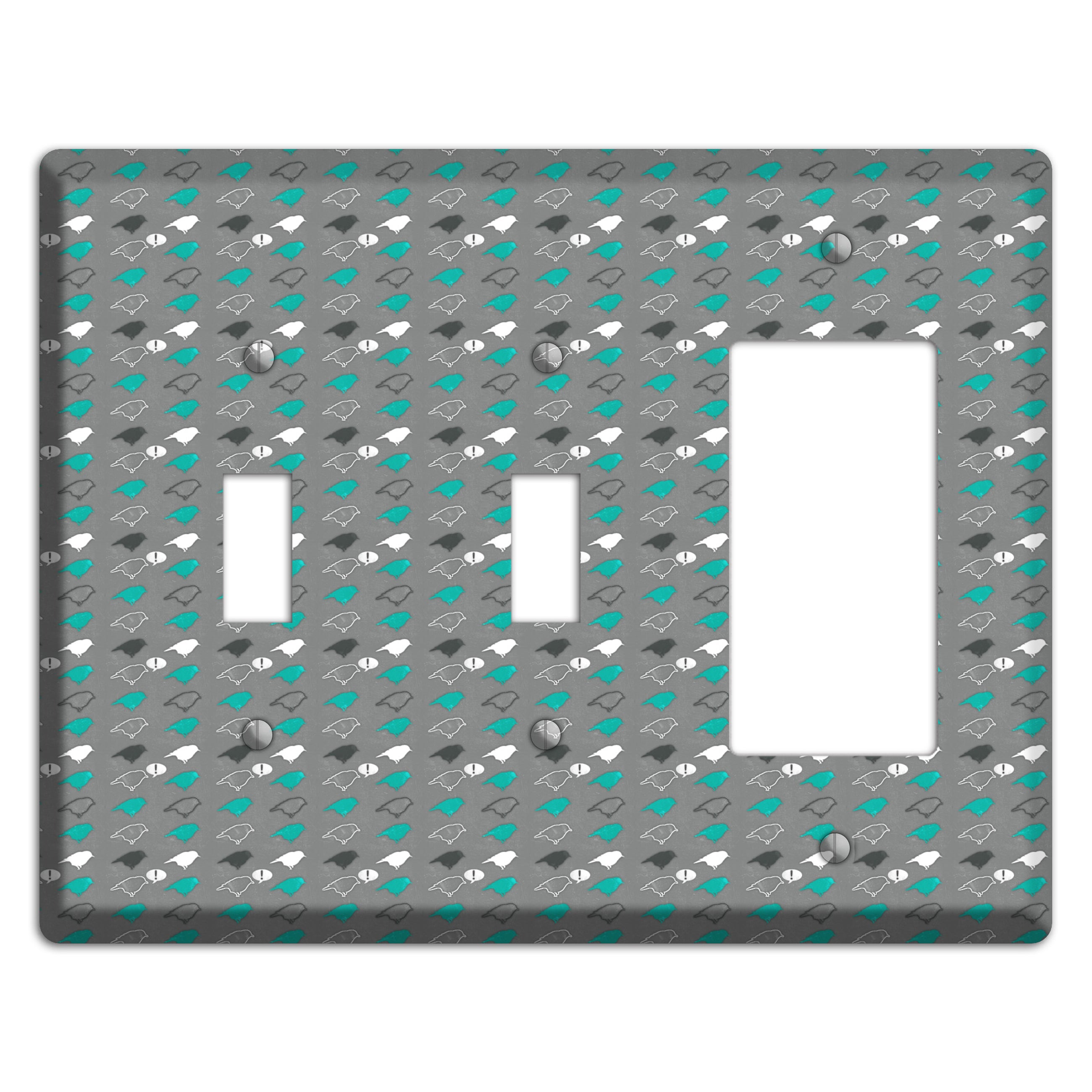 Grey with Small Green Birds 2 Toggle / Rocker Wallplate
