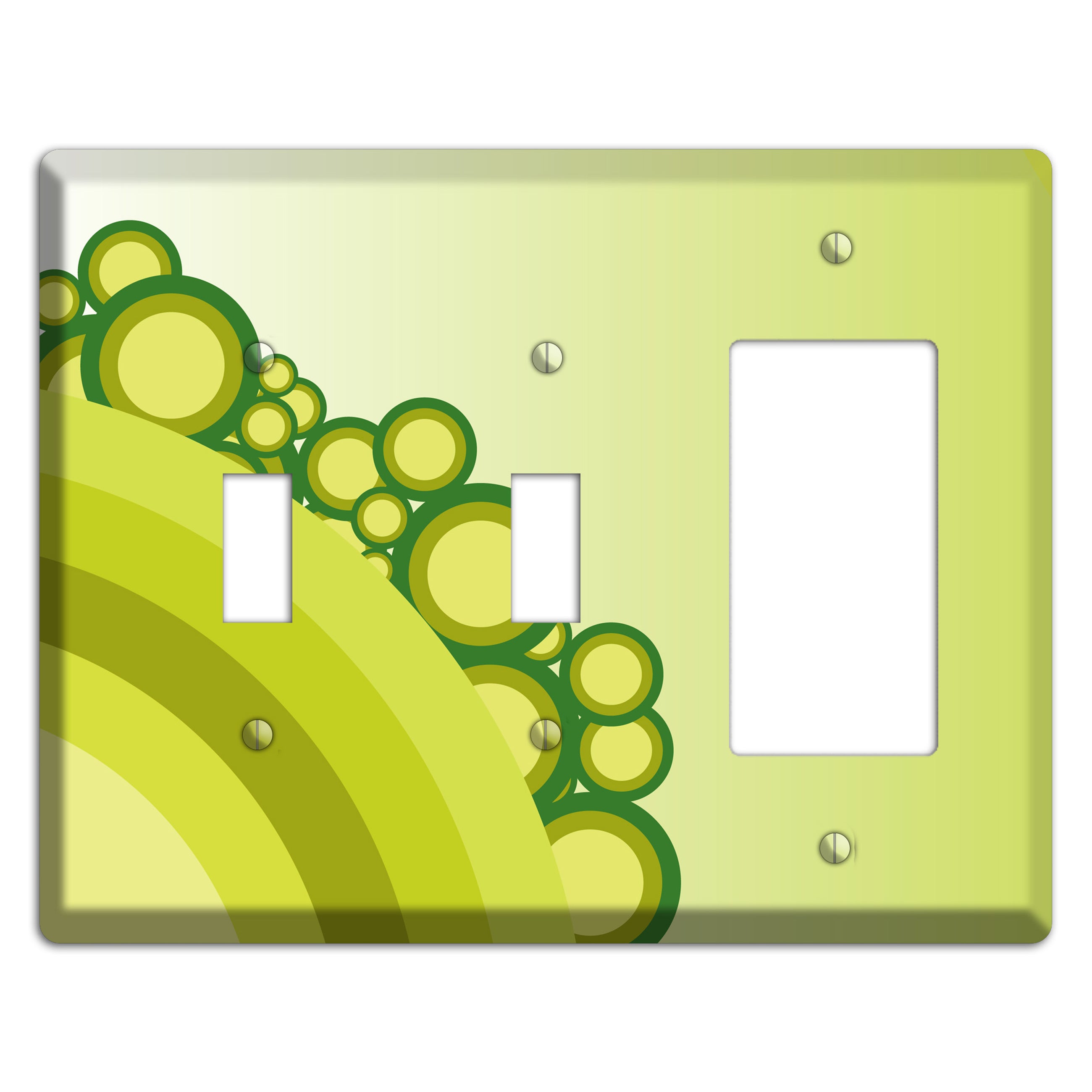 Green Rainbow Dots 2 Toggle / Rocker Wallplate