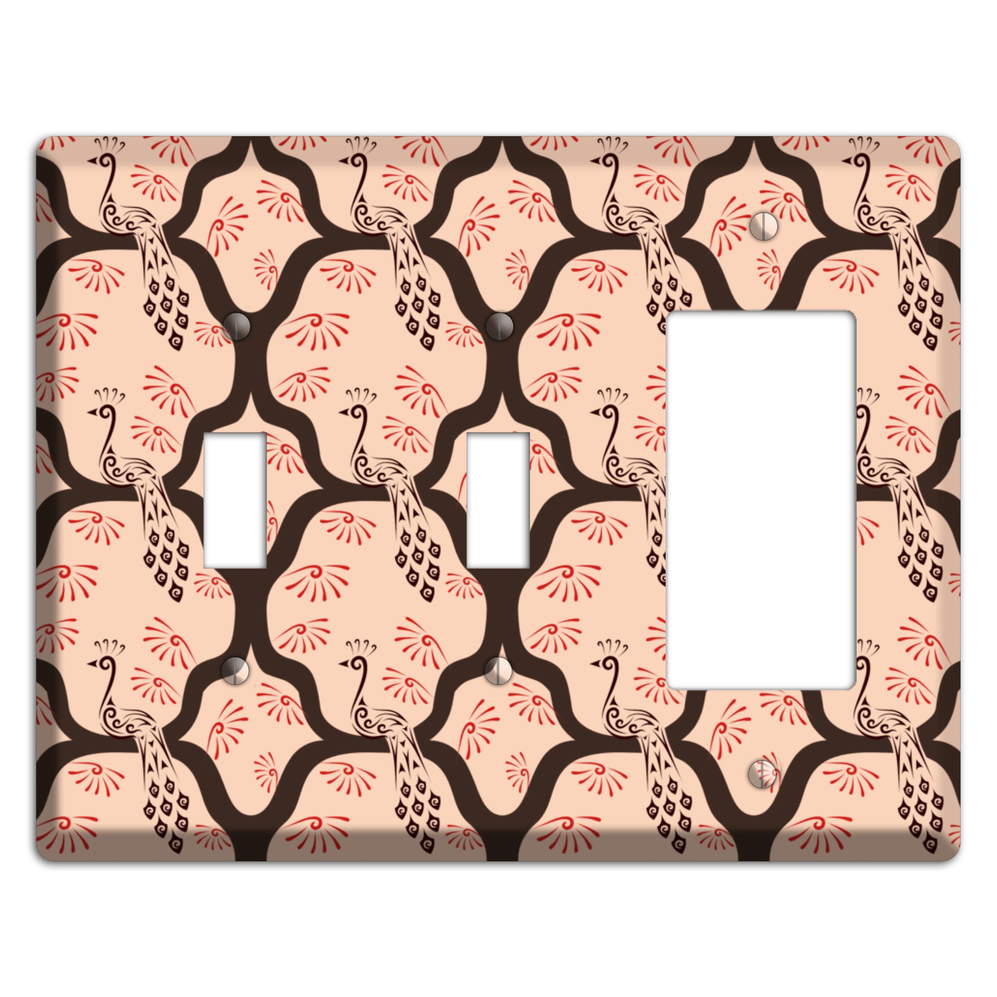 Light Quatrefoil Peacock 2 Toggle / Rocker Wallplate