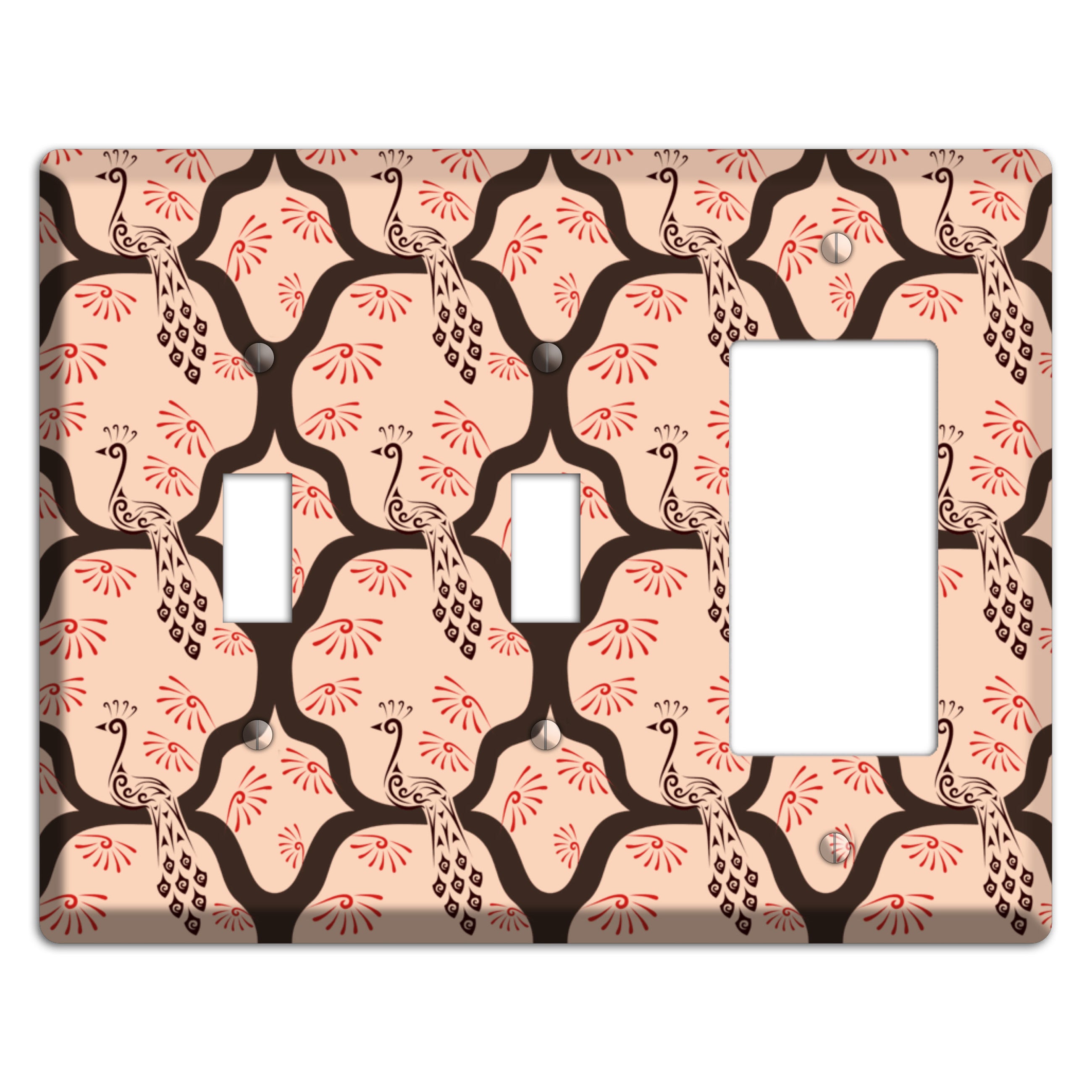Light Quatrefoil Peacock 2 Toggle / Rocker Wallplate