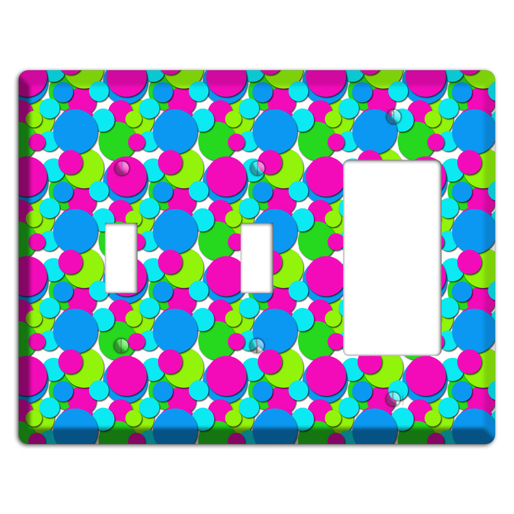 Fuschia Lime Blue Bubble Dots 2 Toggle / Rocker Wallplate